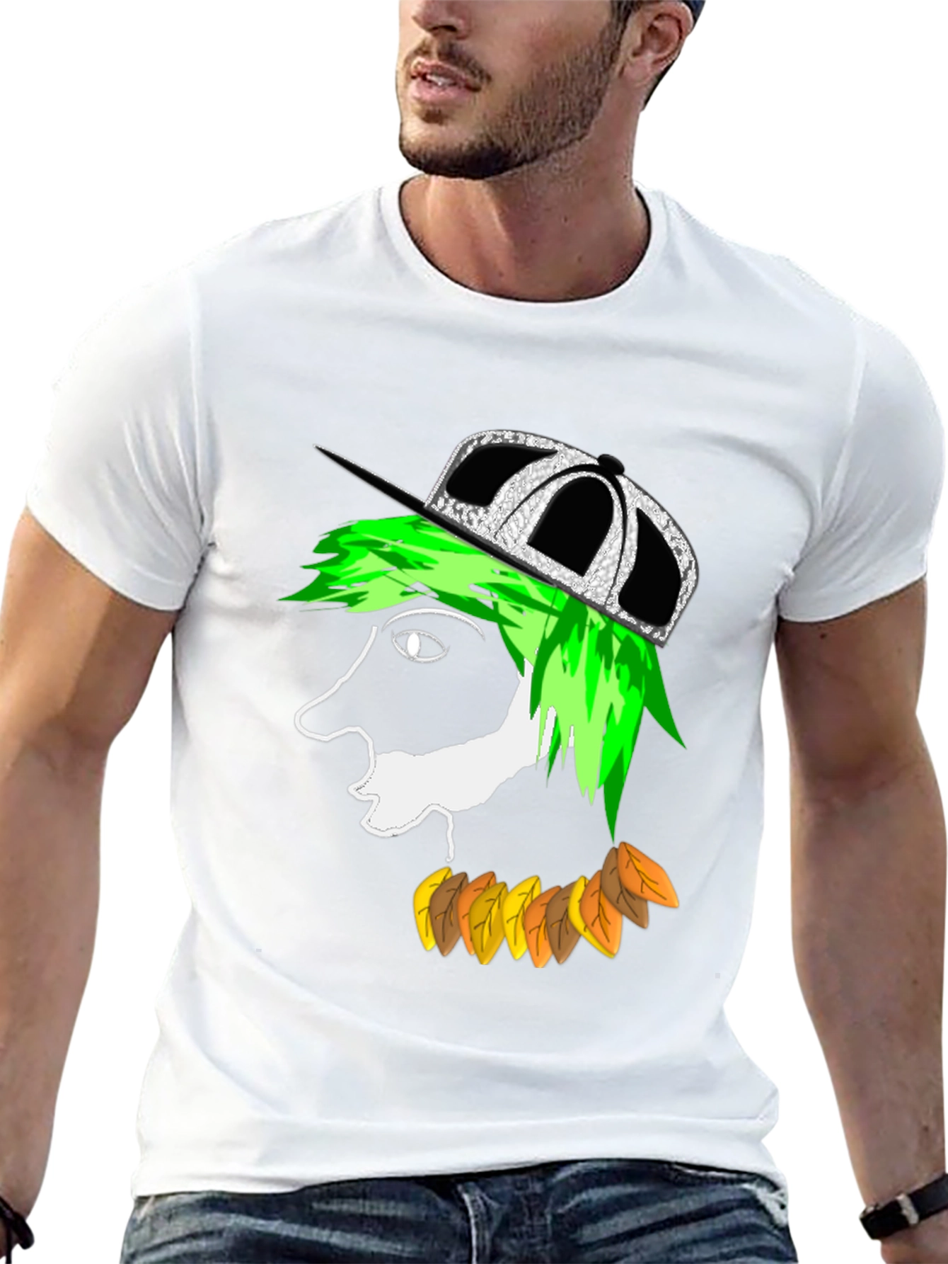 Funky Cartoon Face Black T-Shirt