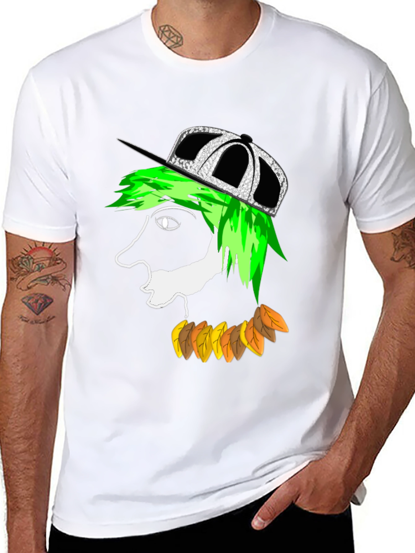 Funky Cartoon Face Black T-Shirt