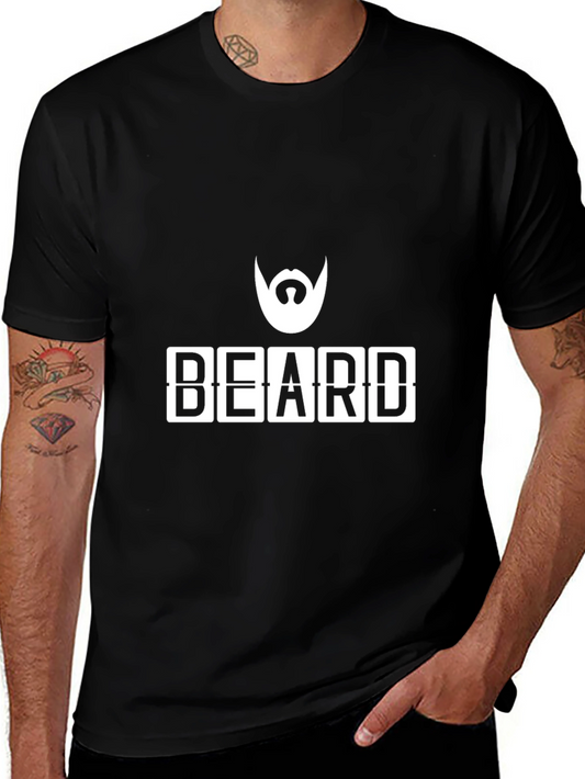Beard Graphic T-Shirt - Cool Mens Black Tee