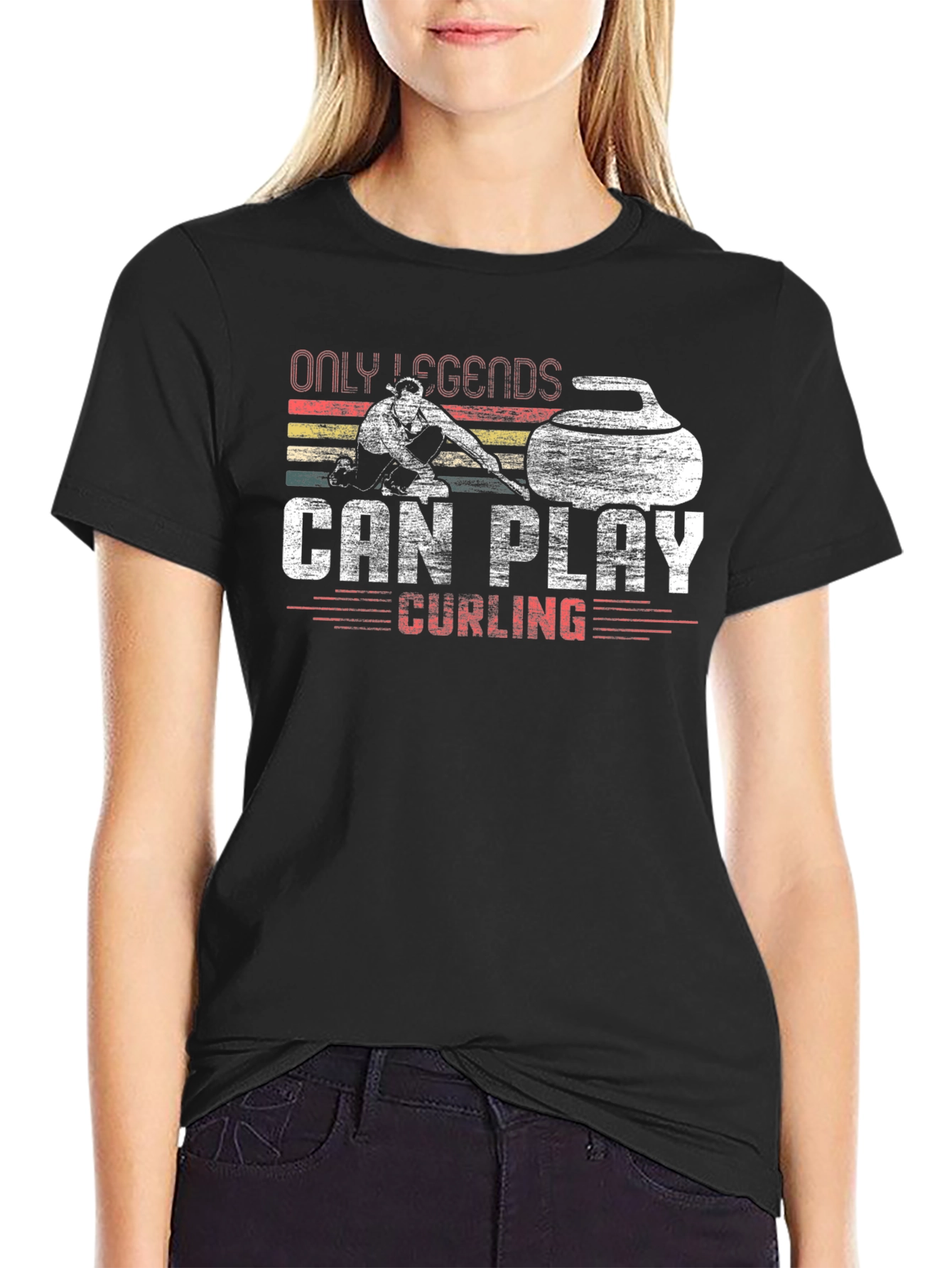 Only Legends Can Play Curling Graphic T-Shirt