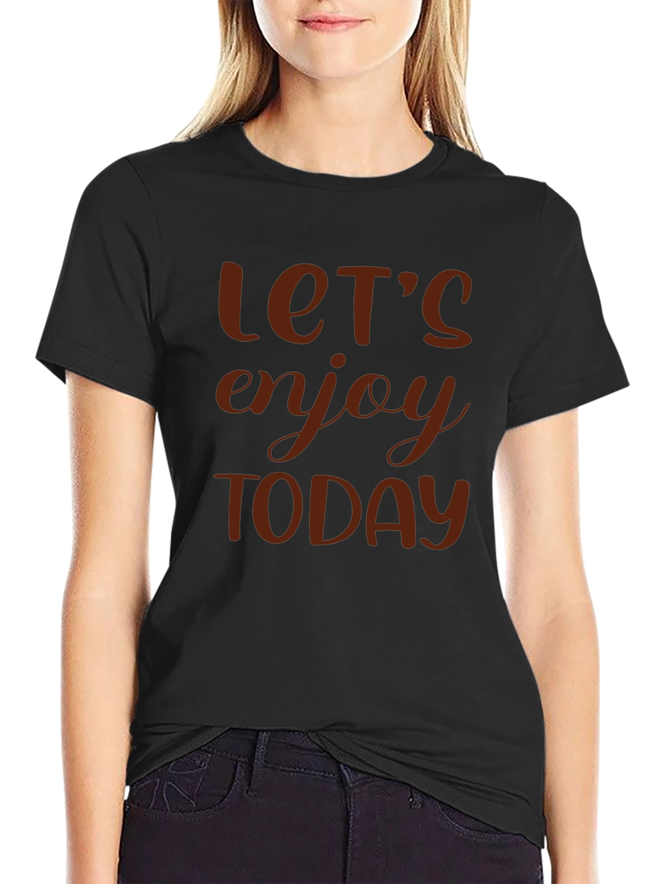 Lets Enjoy Today Graphic Tee - Black