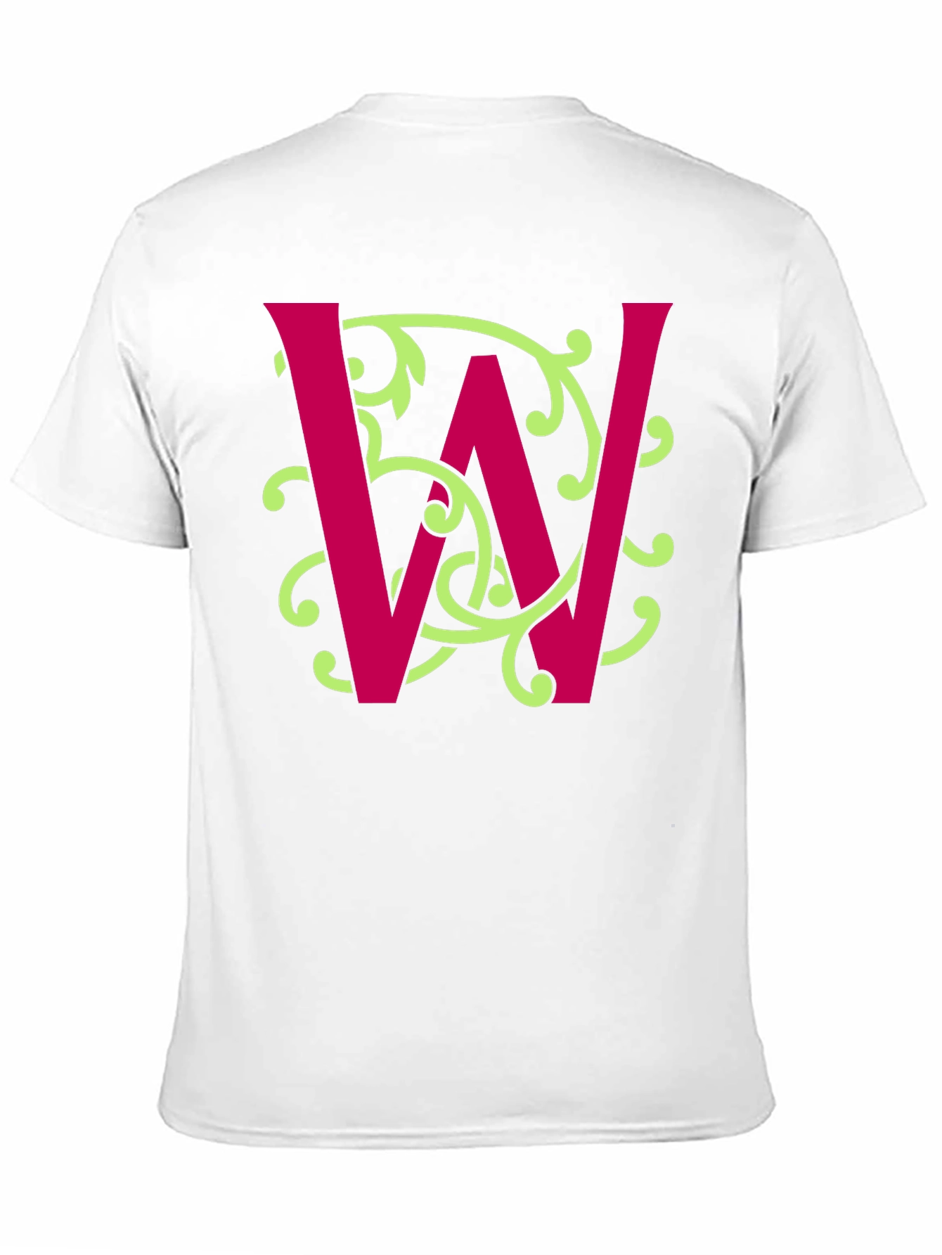Letter W Floral Vine Graphic Tee - Black