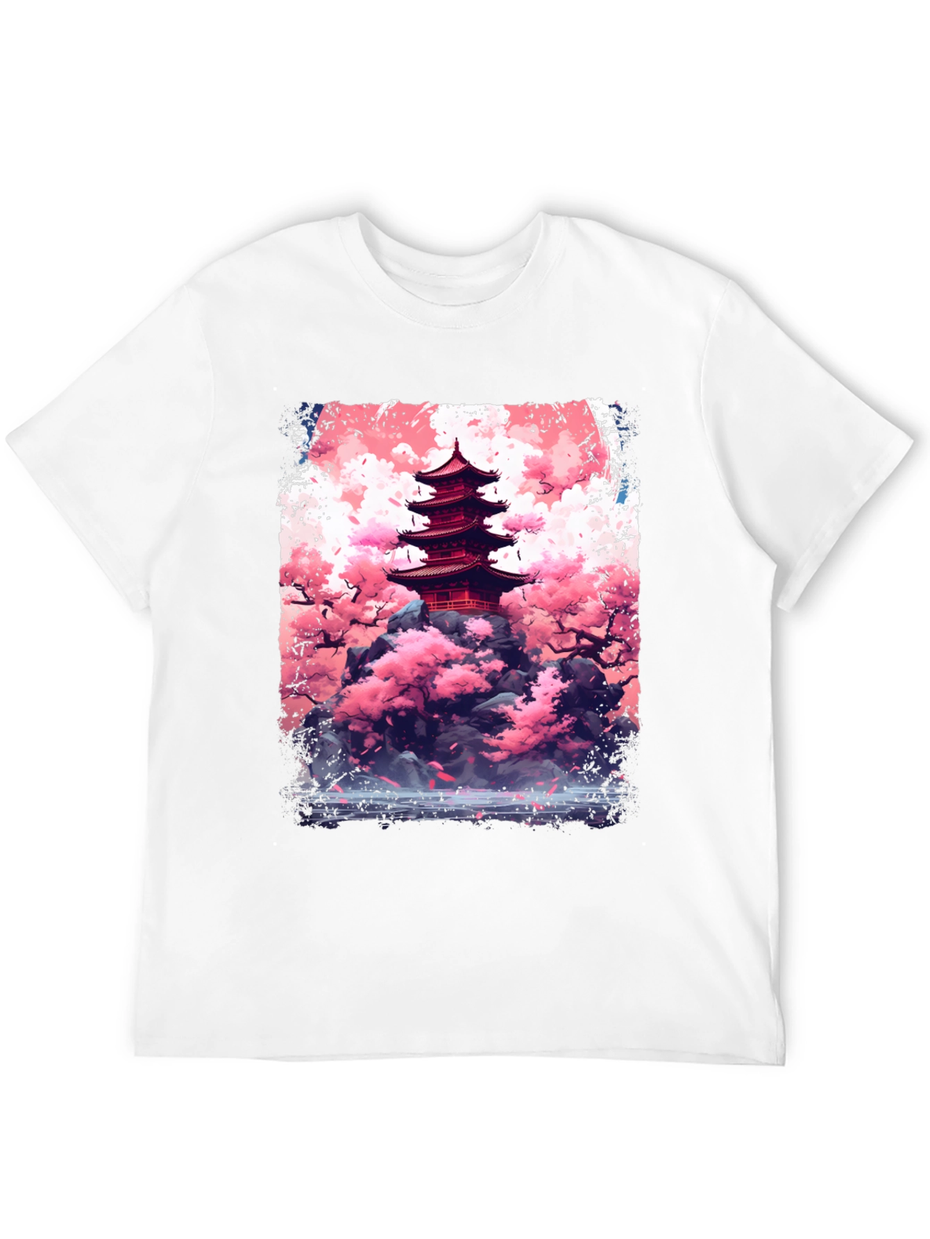 Japanese Pagoda Cherry Blossom Graphic Tee