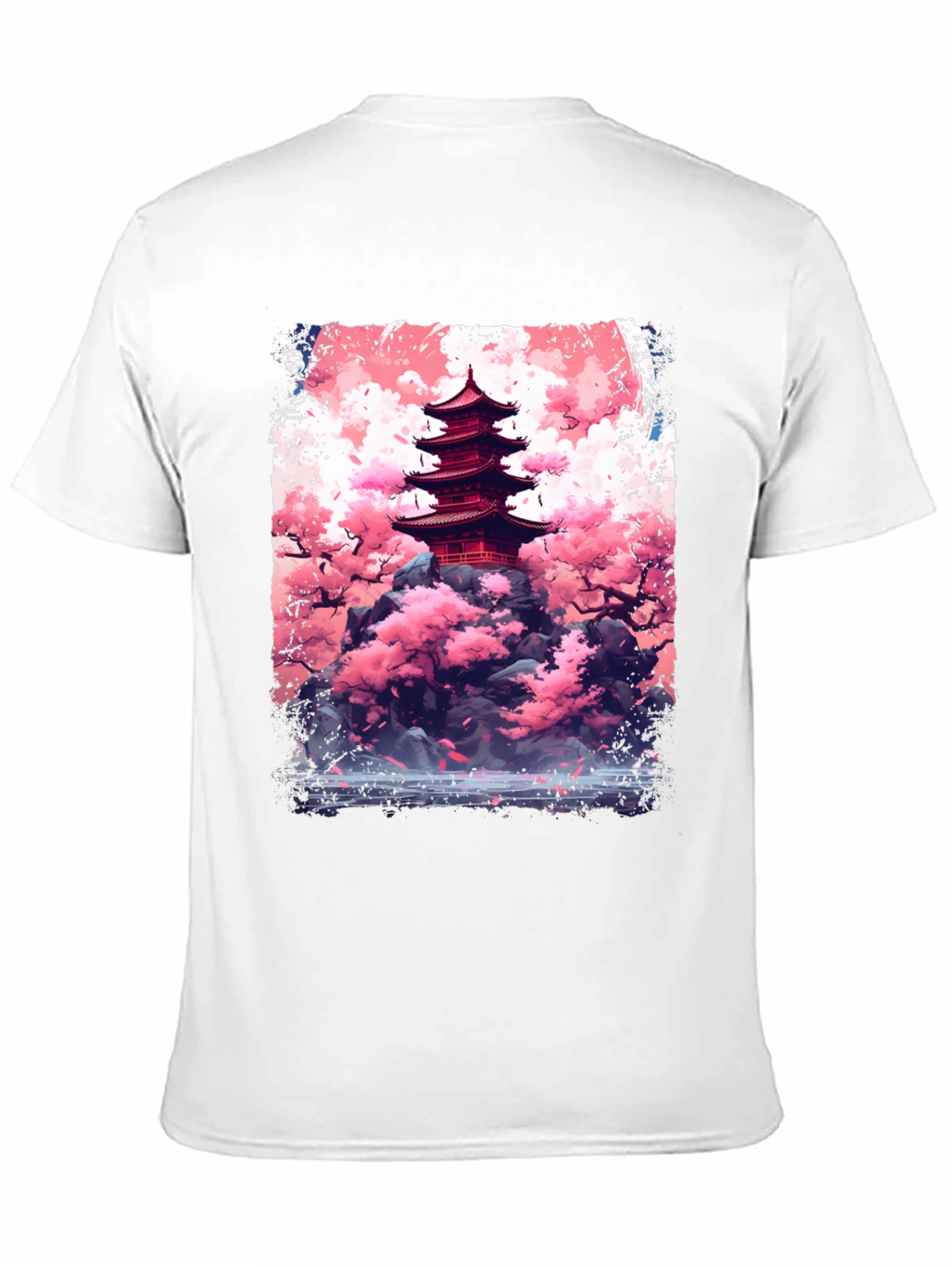 Japanese Pagoda Cherry Blossom Graphic Tee