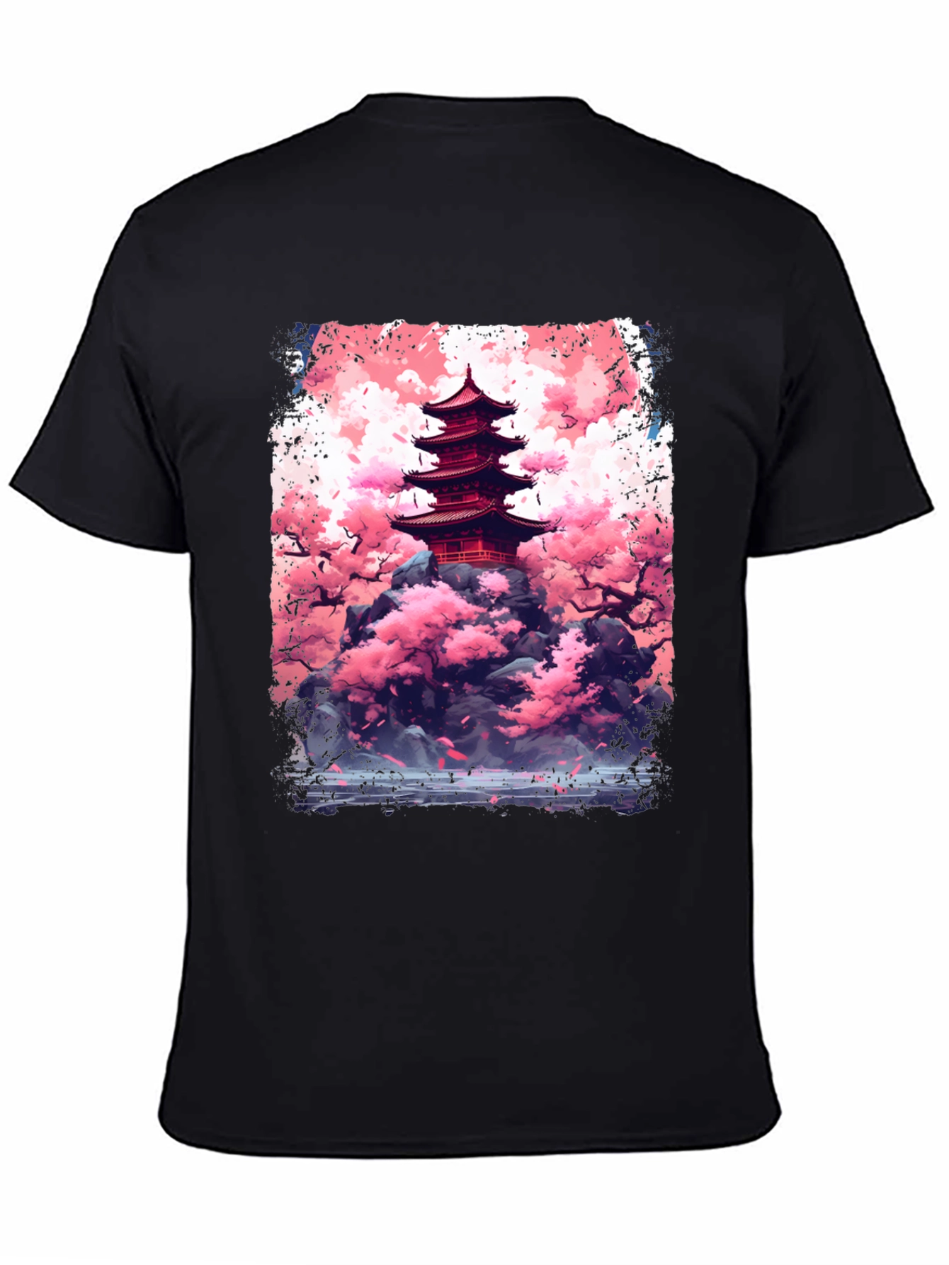 Japanese Pagoda Cherry Blossom Graphic Tee