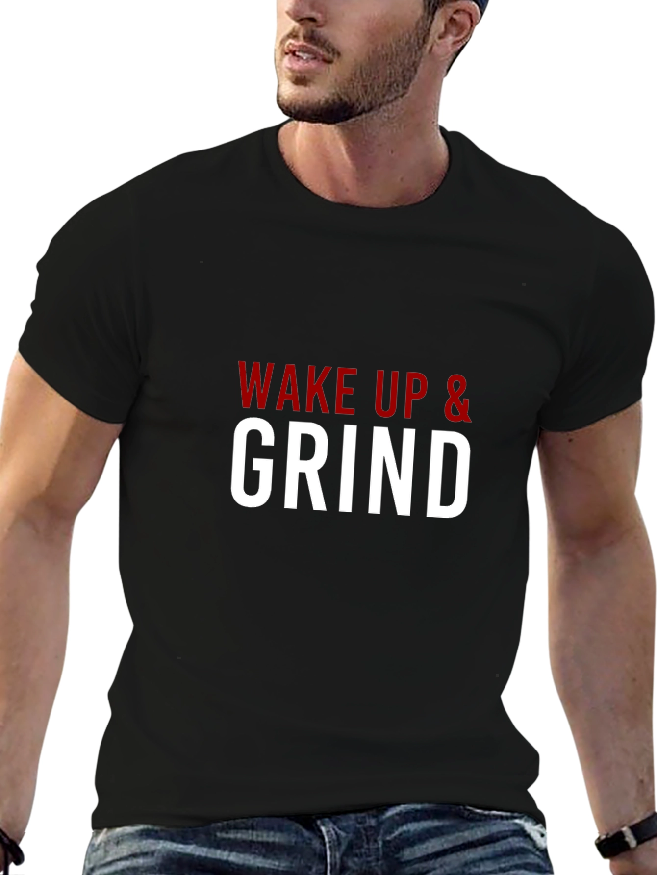 Wake Up & Grind Motivational T-Shirt - Black