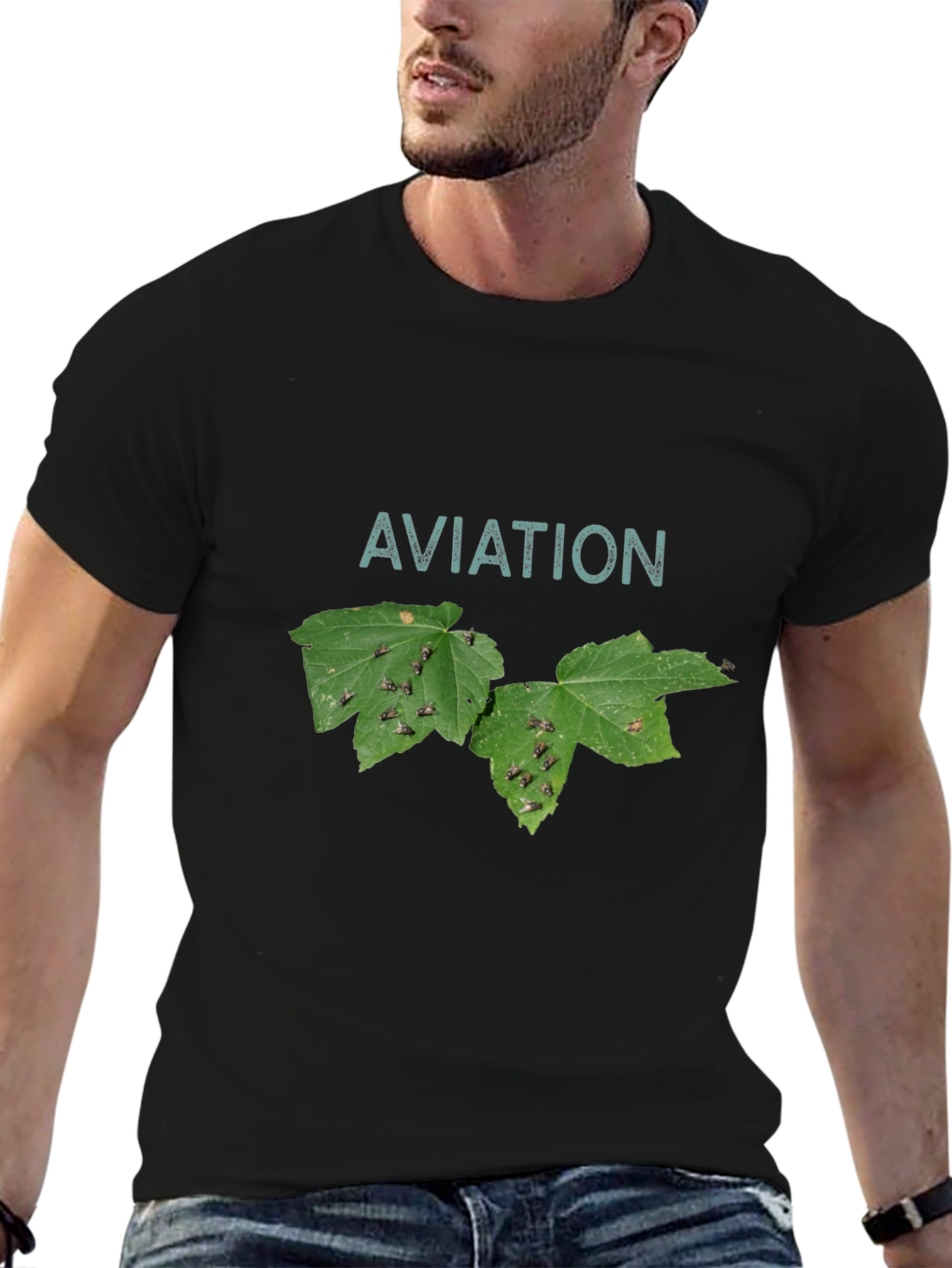 Aviation Leaf T-Shirt - Black
