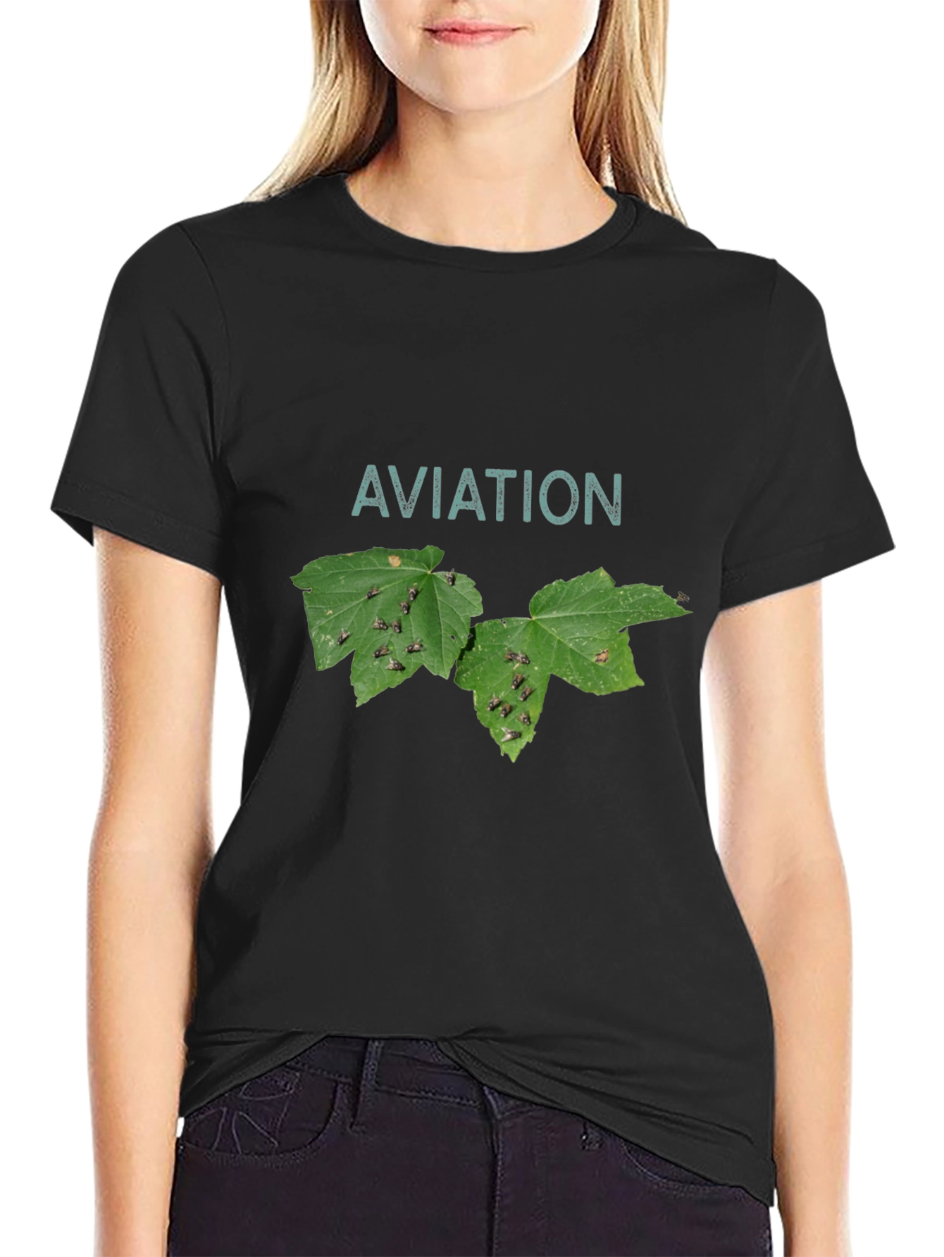Aviation Leaf T-Shirt - Black