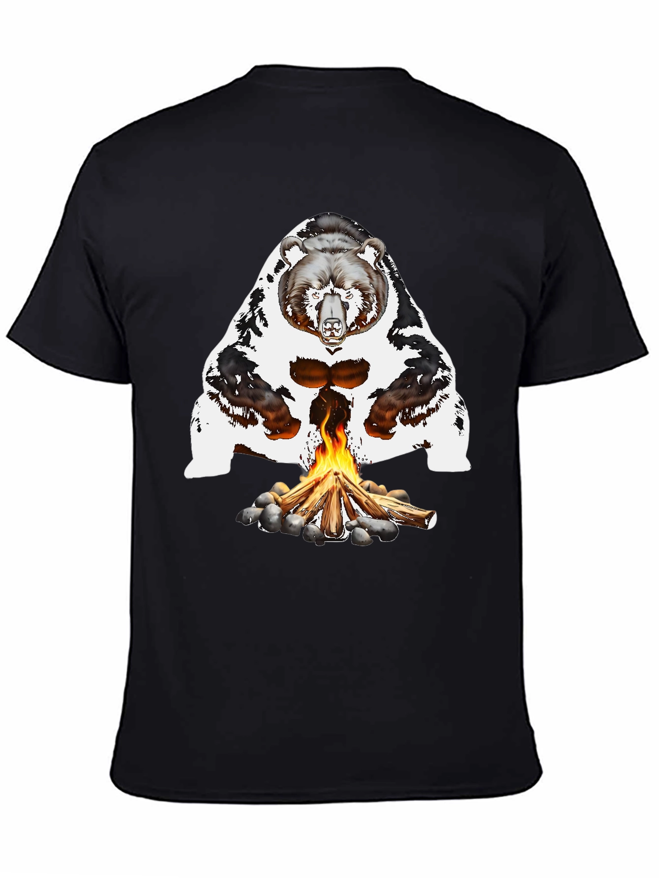 Bear Campfire Graphic Tee - Black