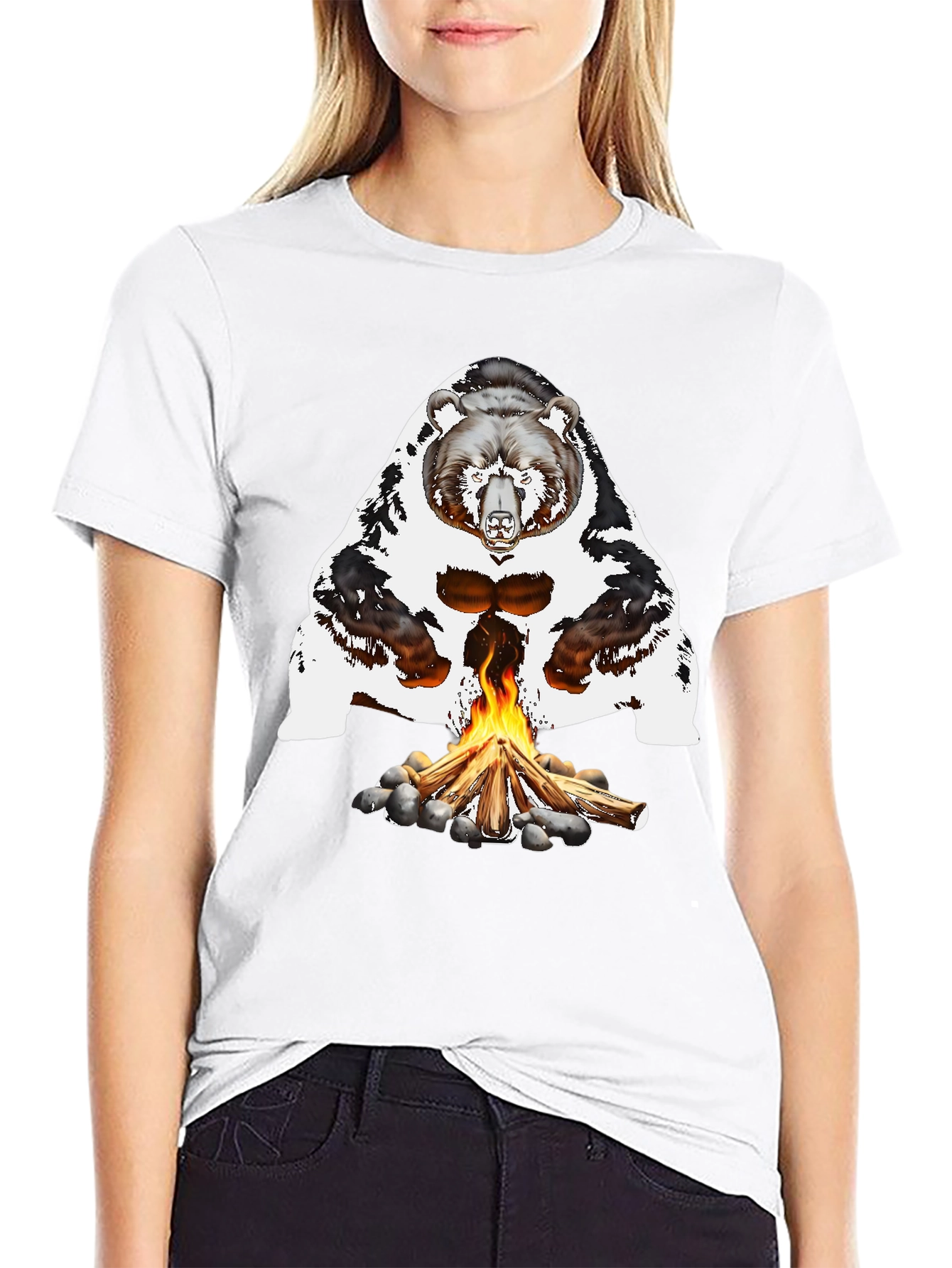Bear Campfire Graphic Tee - Black