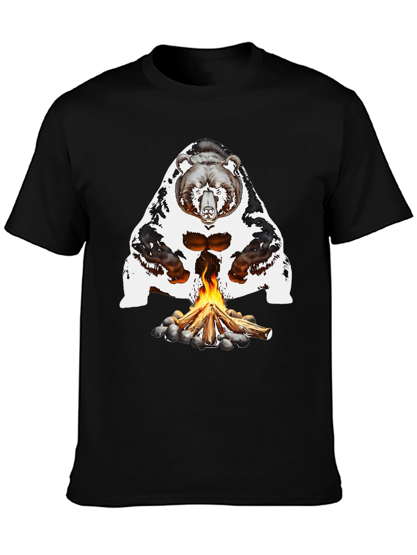 Bear Campfire Graphic Tee - Black