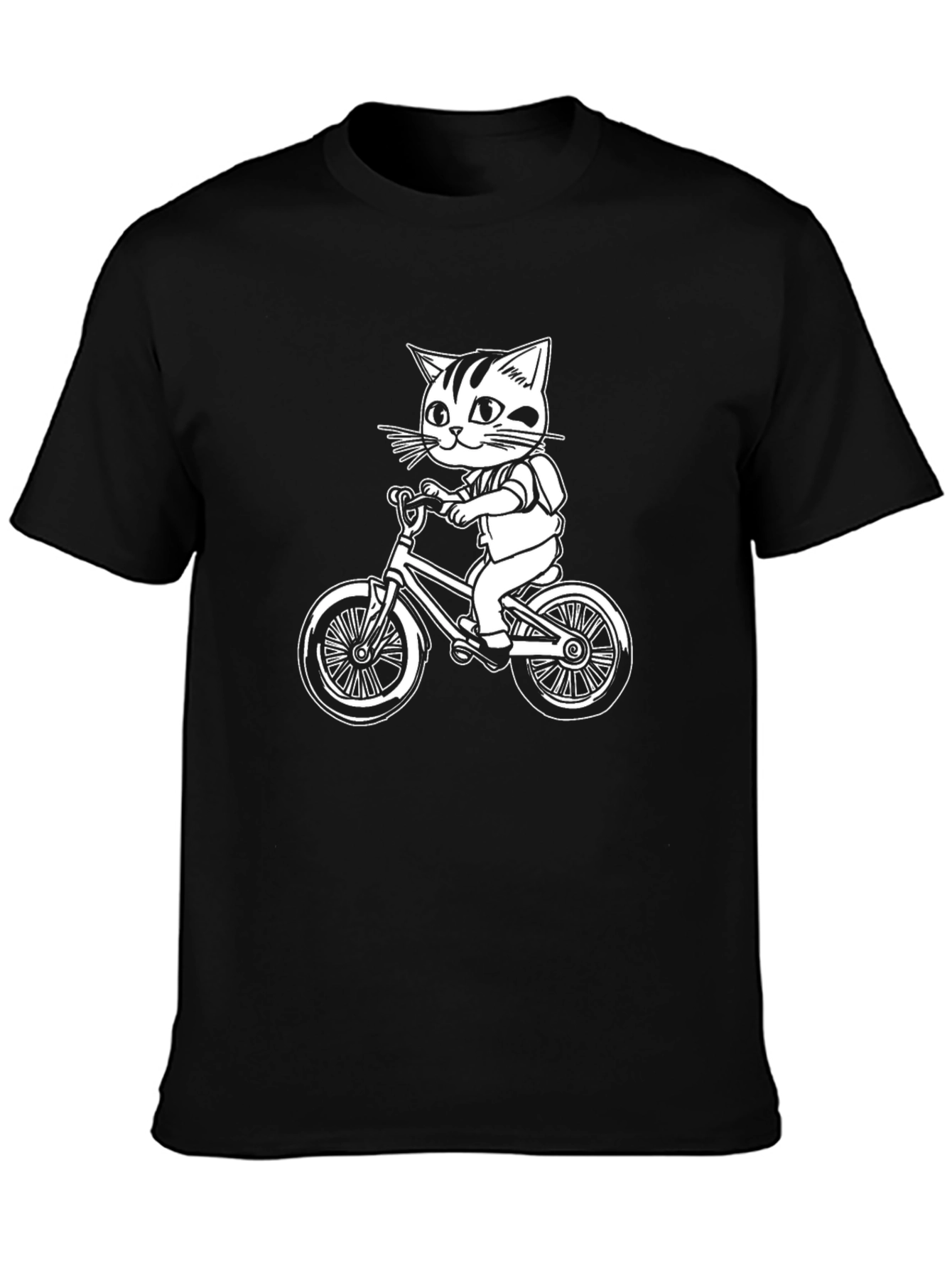 Cat On Bike Graphic T-Shirt - Black