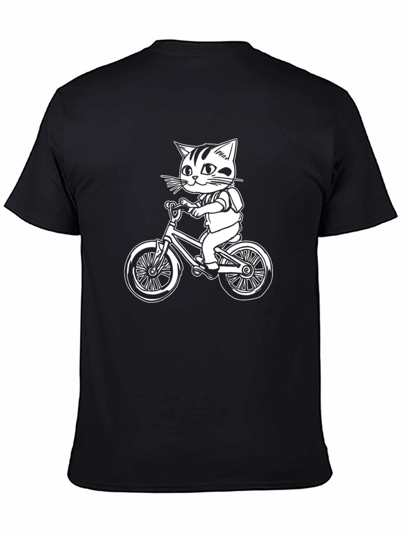 Cat On Bike Graphic T-Shirt - Black