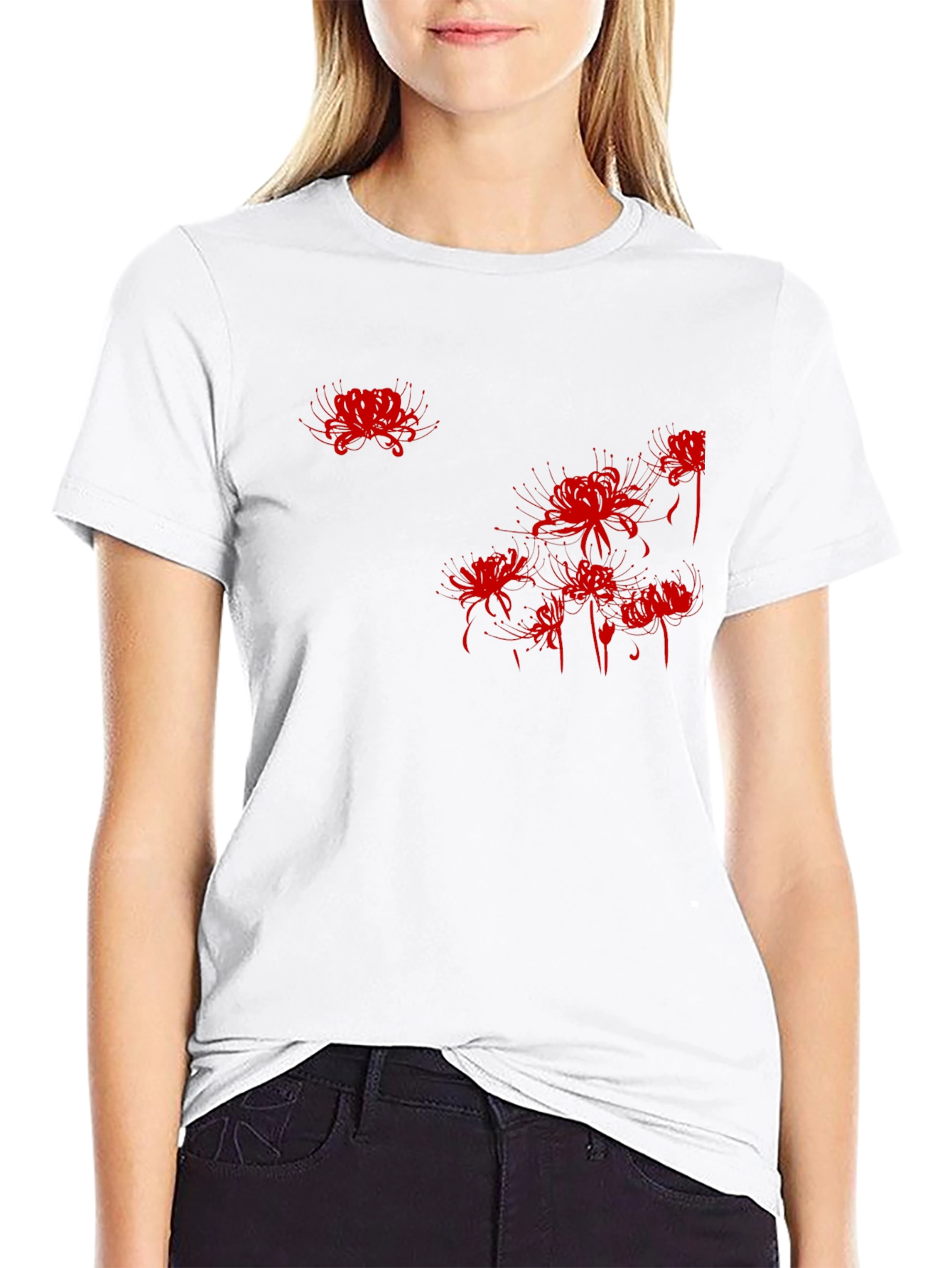 Red Spider Lily Graphic Tee - Mens Black T-Shirt
