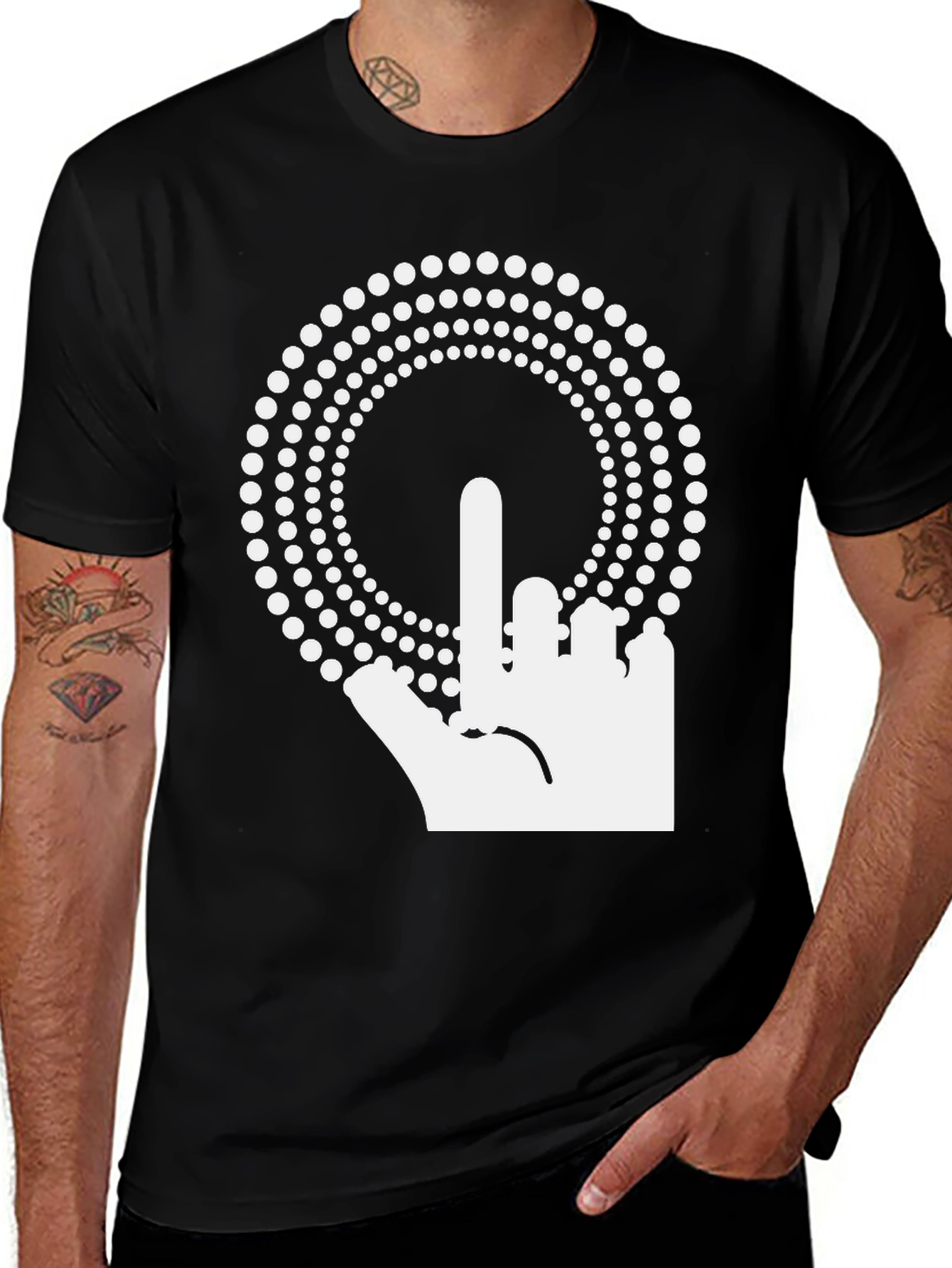 Middle Finger Hand Graphic Black T-Shirt