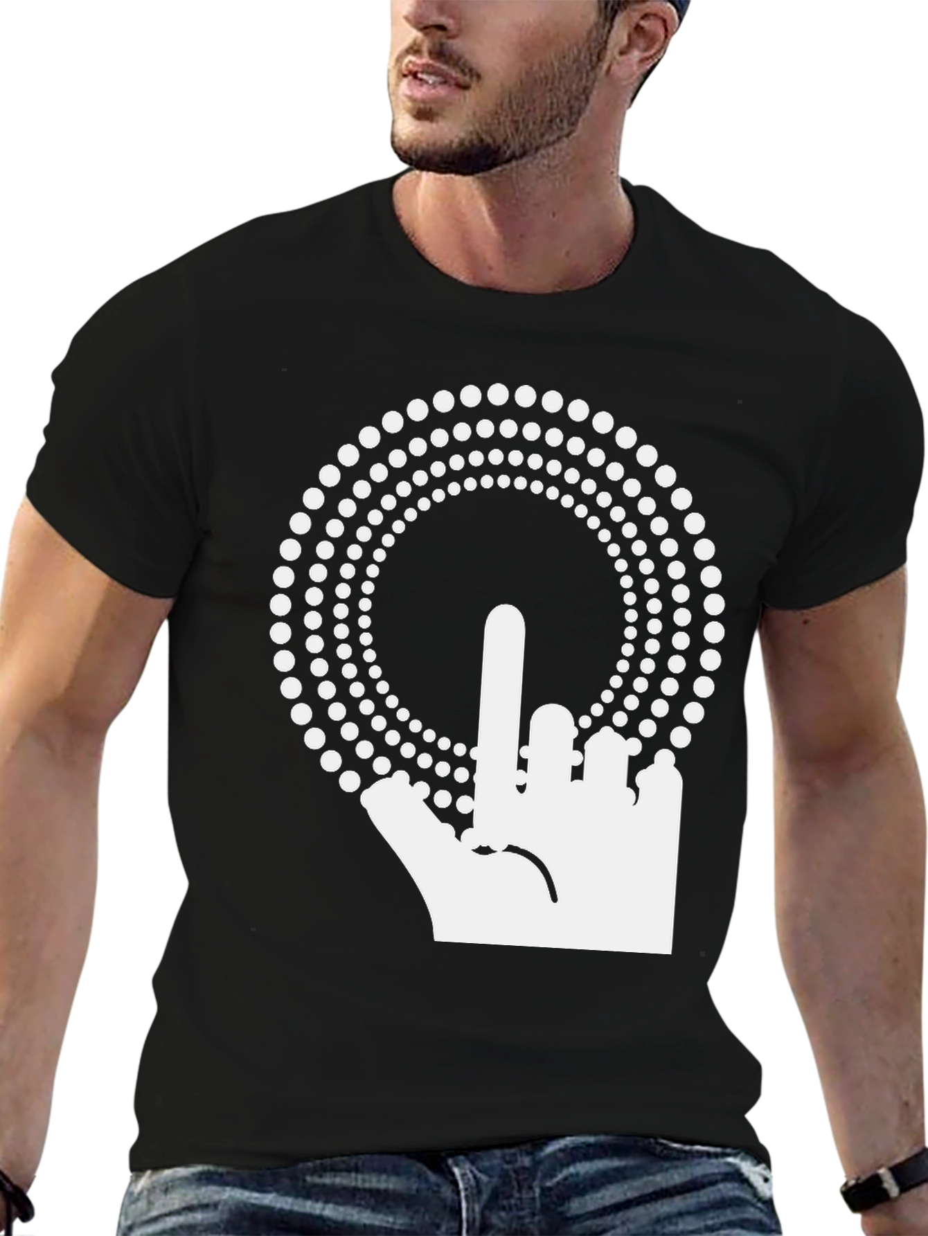 Middle Finger Hand Graphic Black T-Shirt