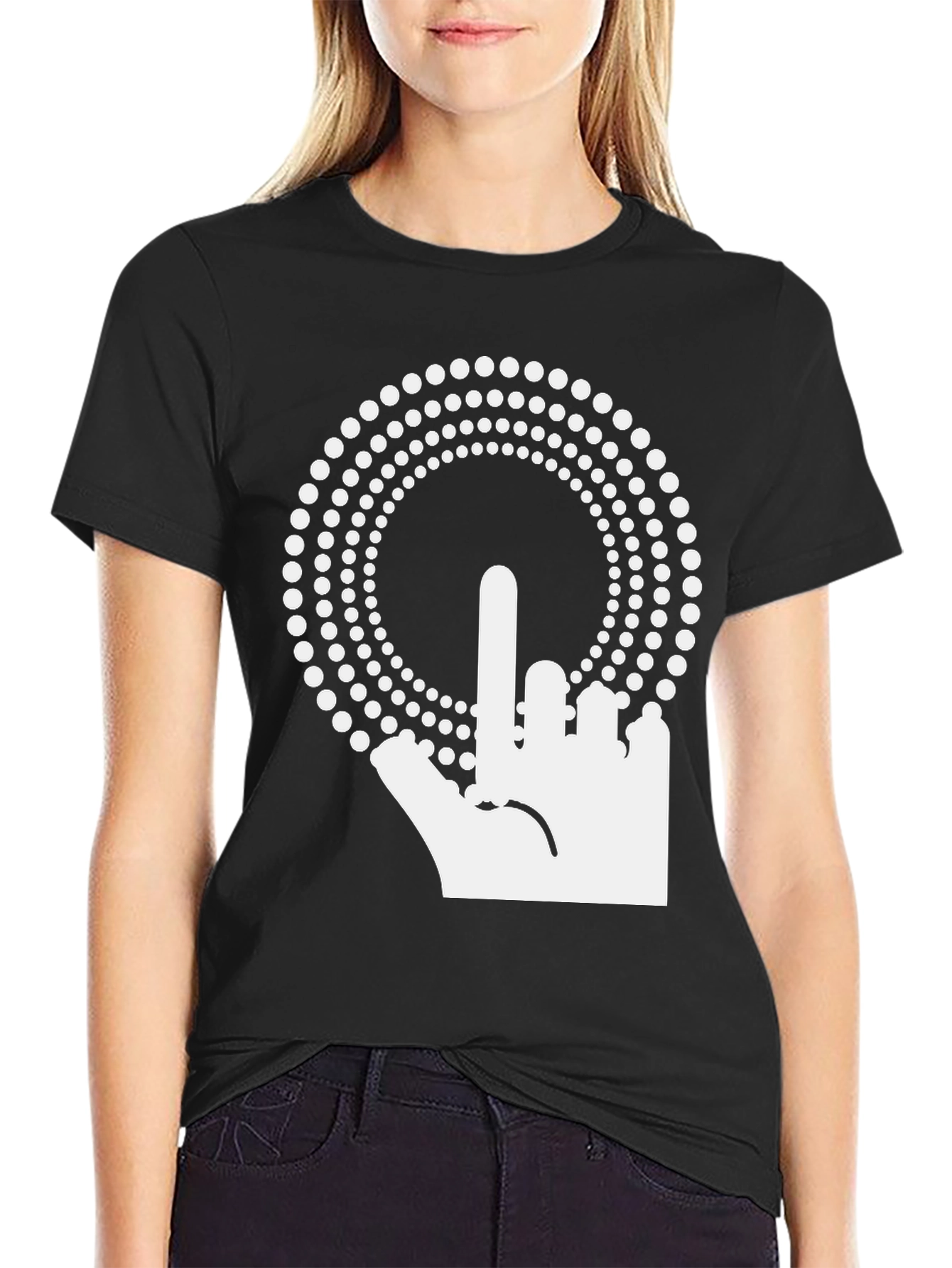 Middle Finger Hand Graphic Black T-Shirt