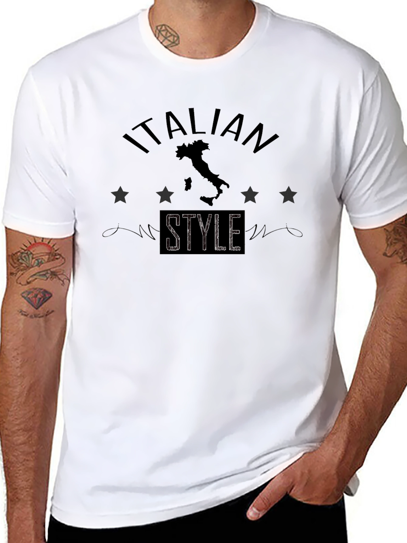 Italian Style Graphic Black T-Shirt