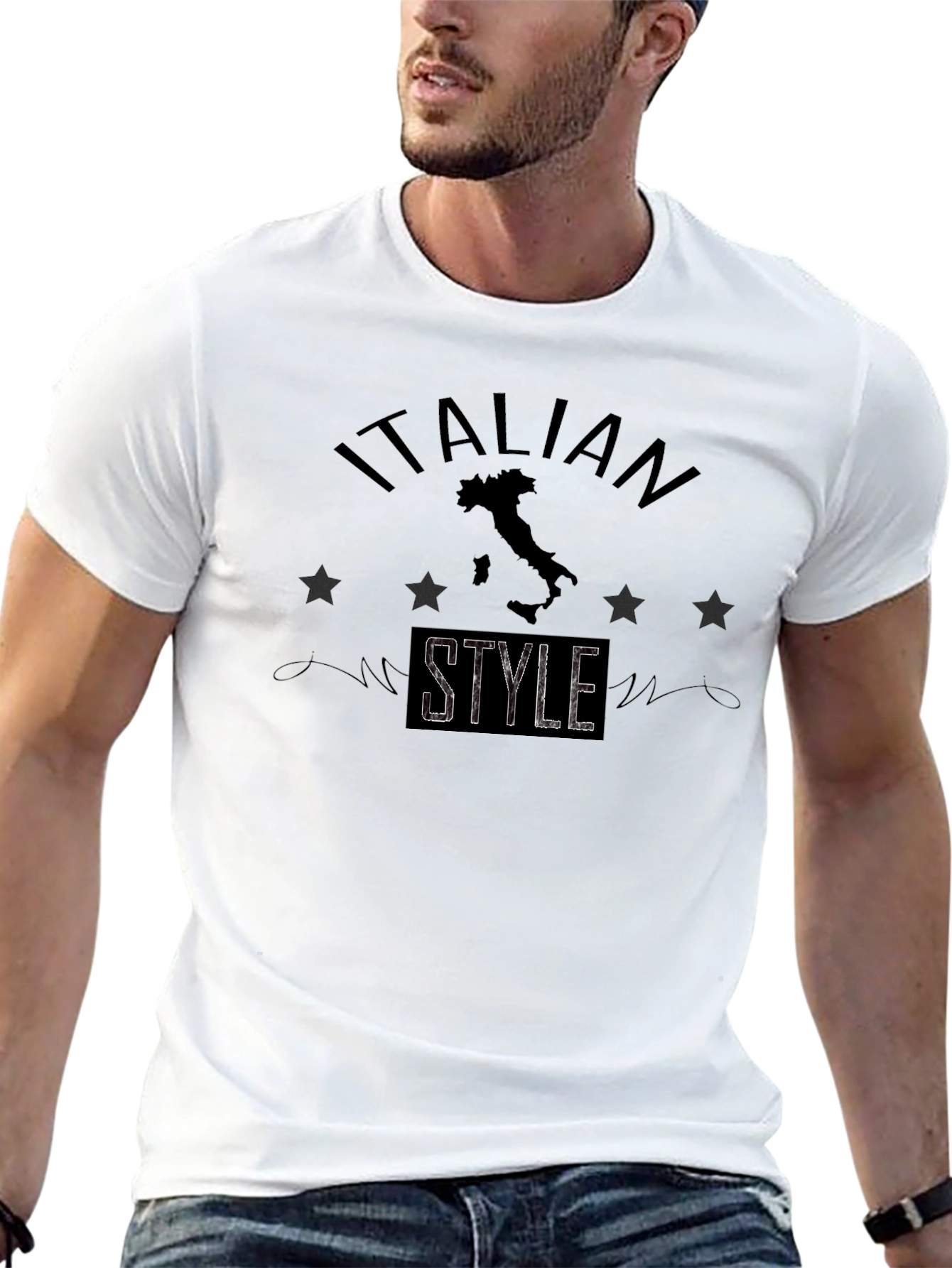 Italian Style Graphic Black T-Shirt
