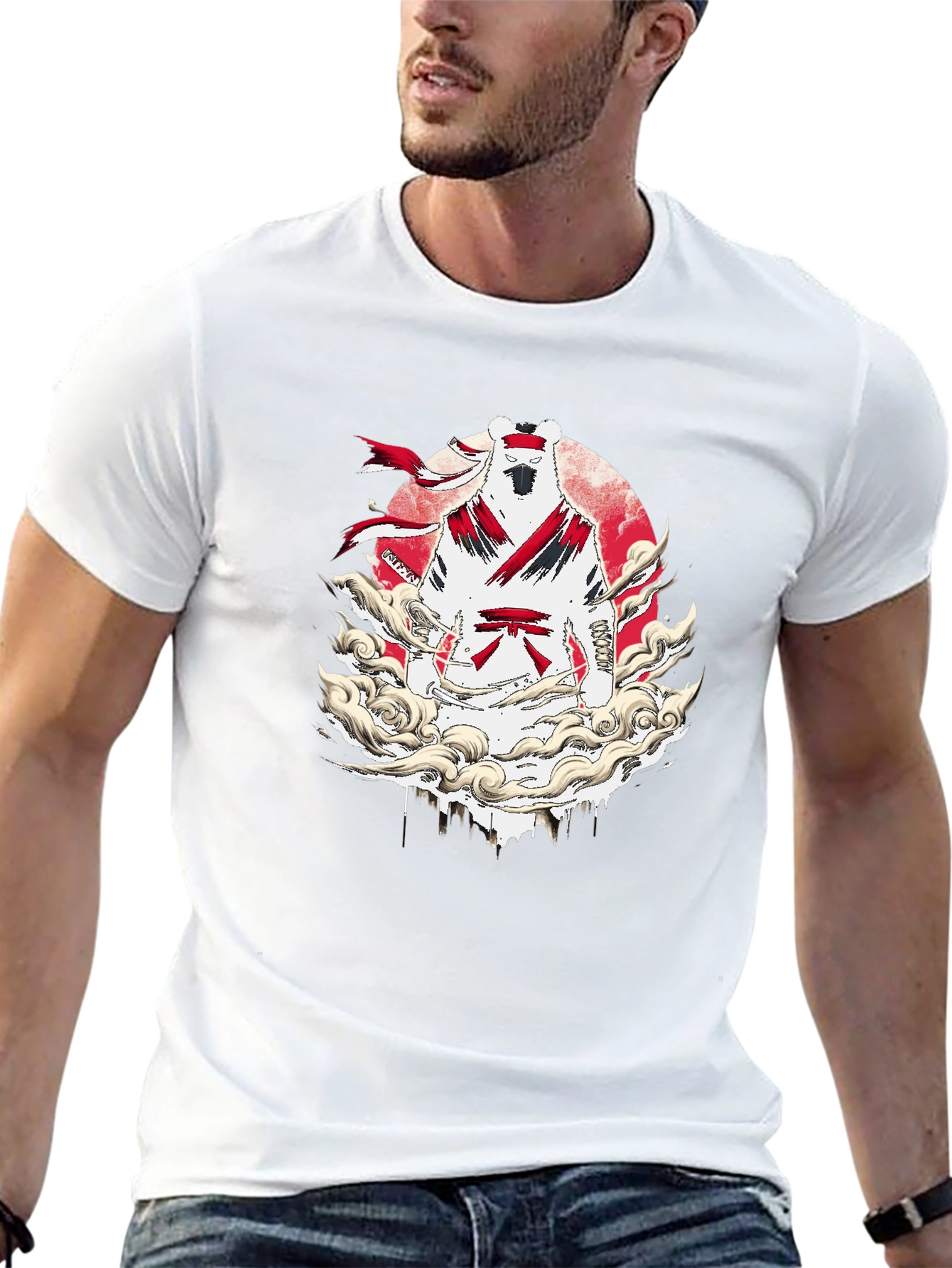Martial Arts Bear Graphic T-Shirt - Black