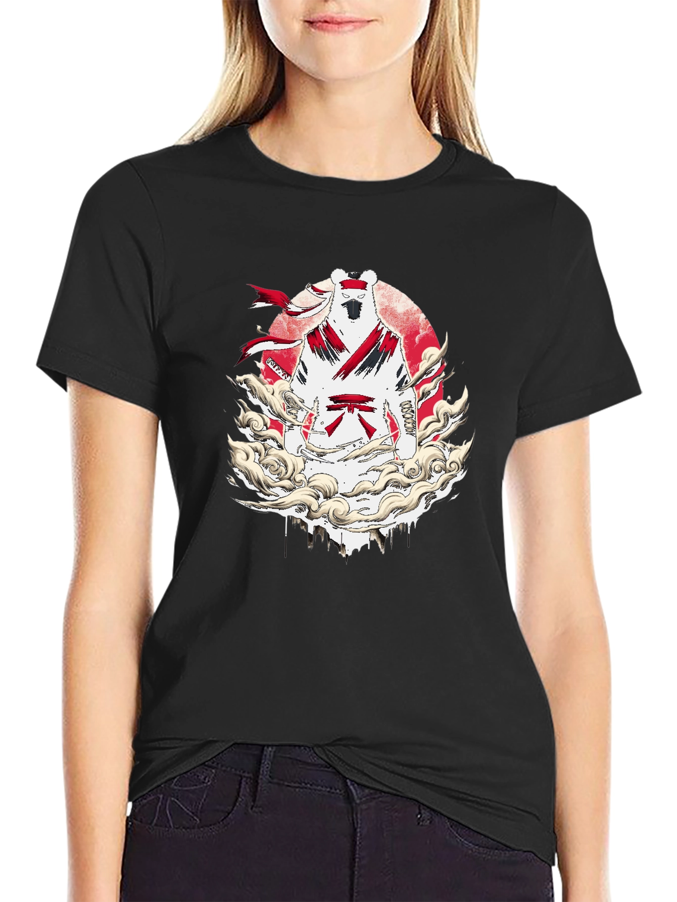 Martial Arts Bear Graphic T-Shirt - Black