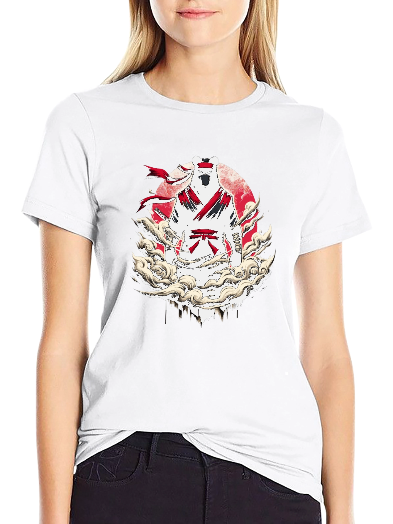 Martial Arts Bear Graphic T-Shirt - Black