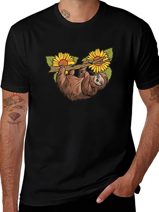 Sloth & Sunflower Graphic T-Shirt - Unique Design