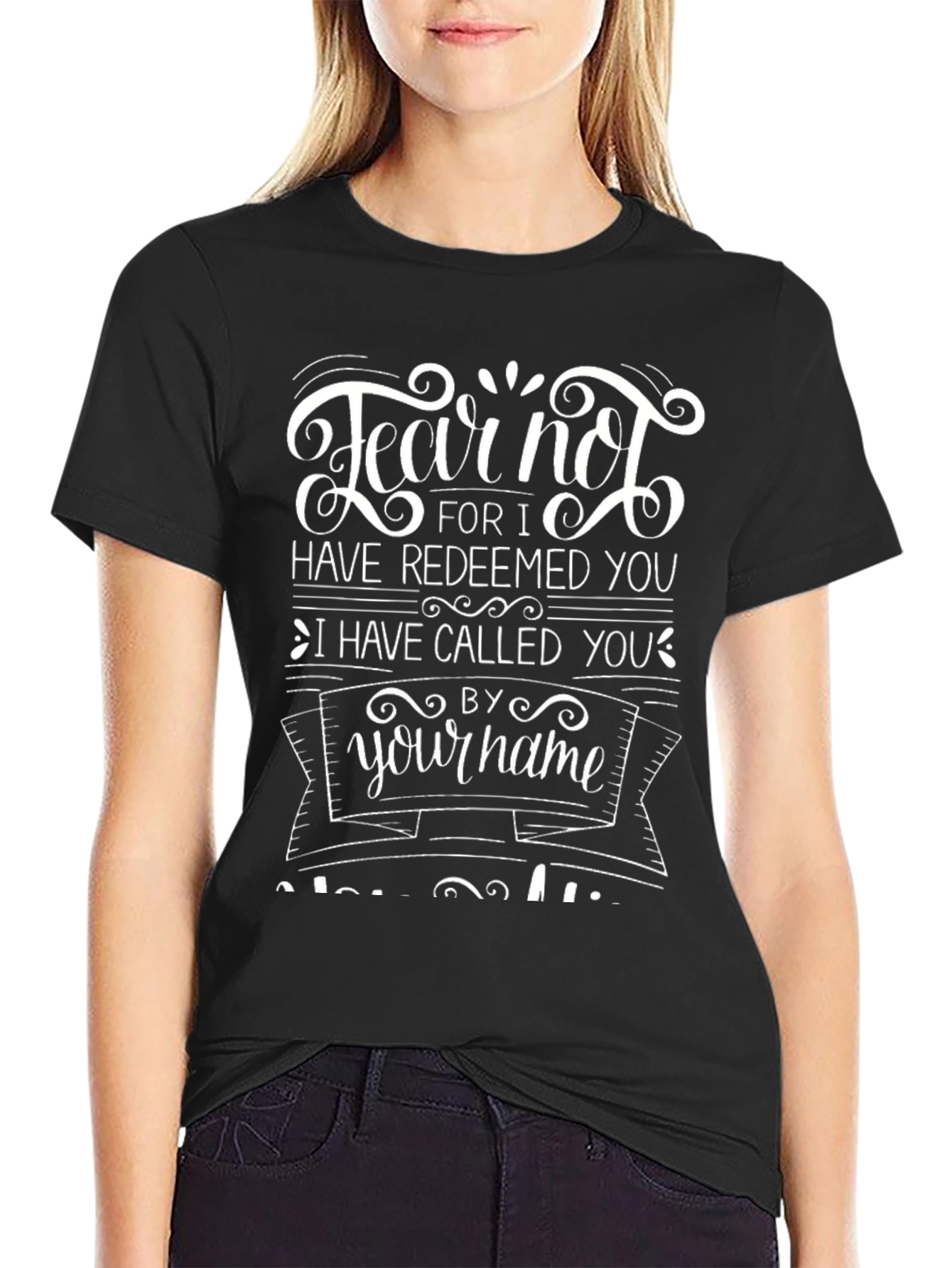 Fear Not Graphic Print Black Tee