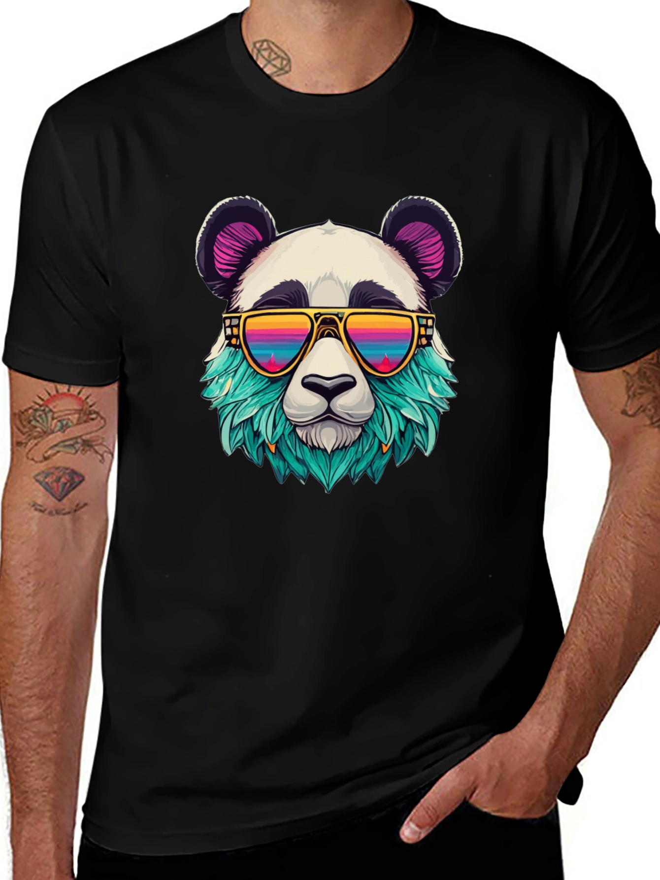 Cool Panda Graphic Tee - Black Cotton T-Shirt