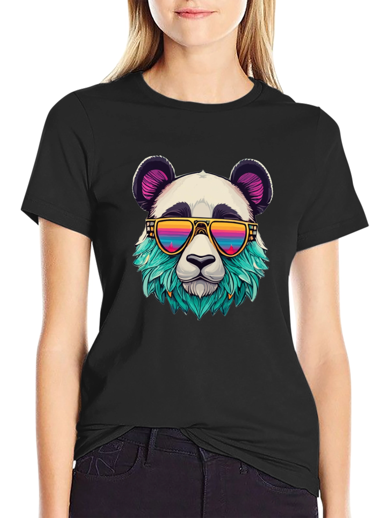 Cool Panda Graphic Tee - Black Cotton T-Shirt