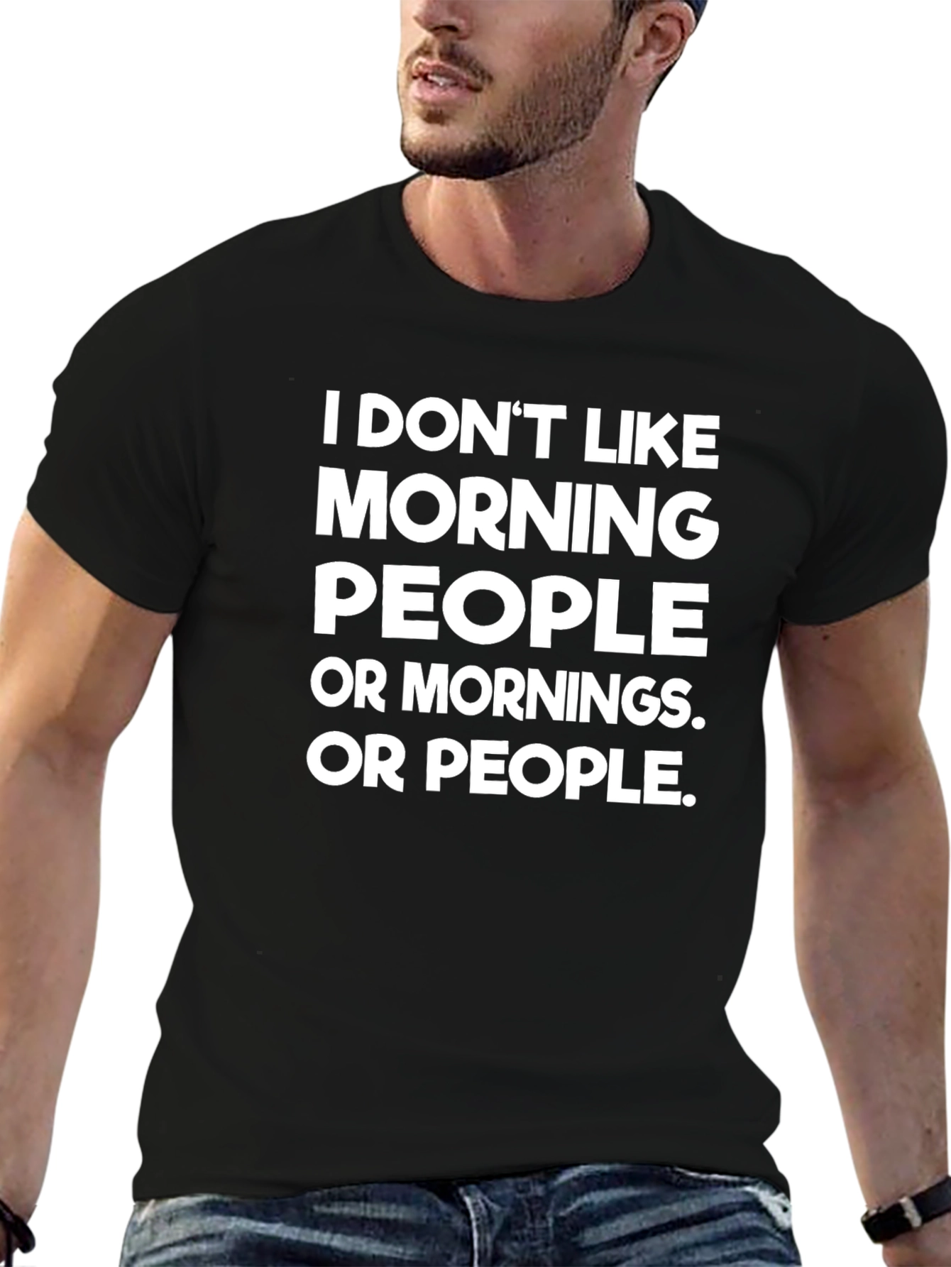 Funny I Dont Like Morning People Black T-Shirt