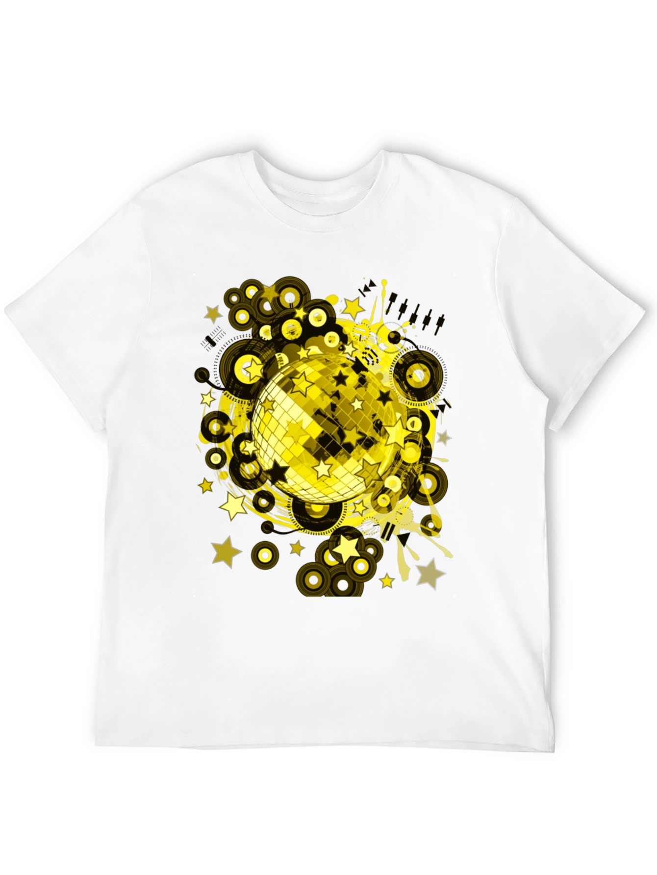 Disco Ball Graphic Tee - Black Cotton T-Shirt