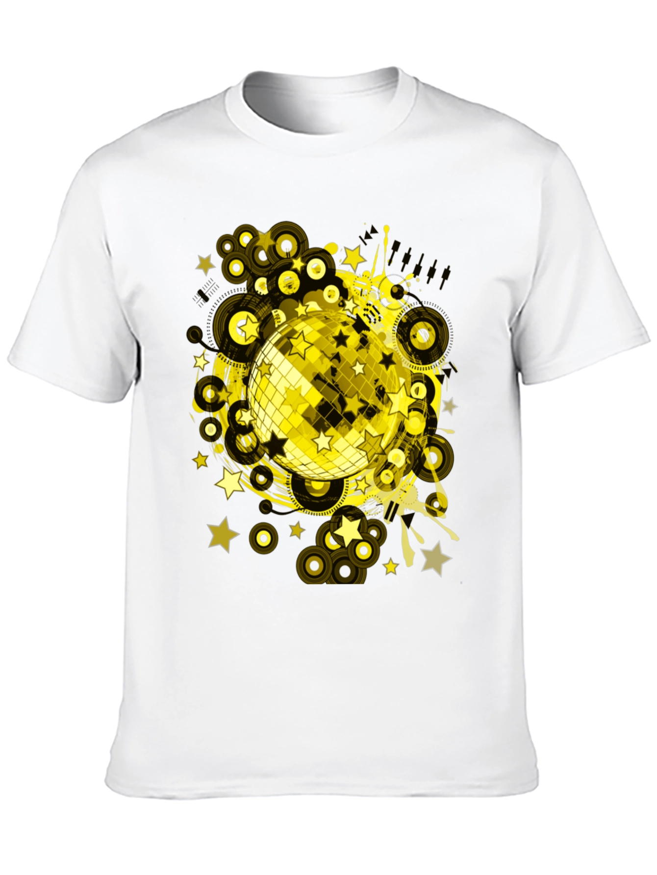 Disco Ball Graphic Tee - Black Cotton T-Shirt