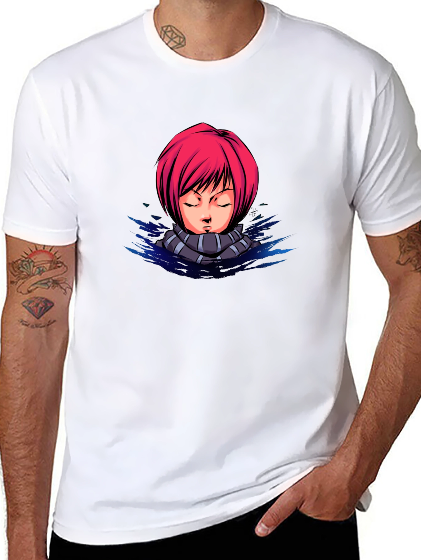 Anime Girl Graphic Tee - Black Cotton T-Shirt