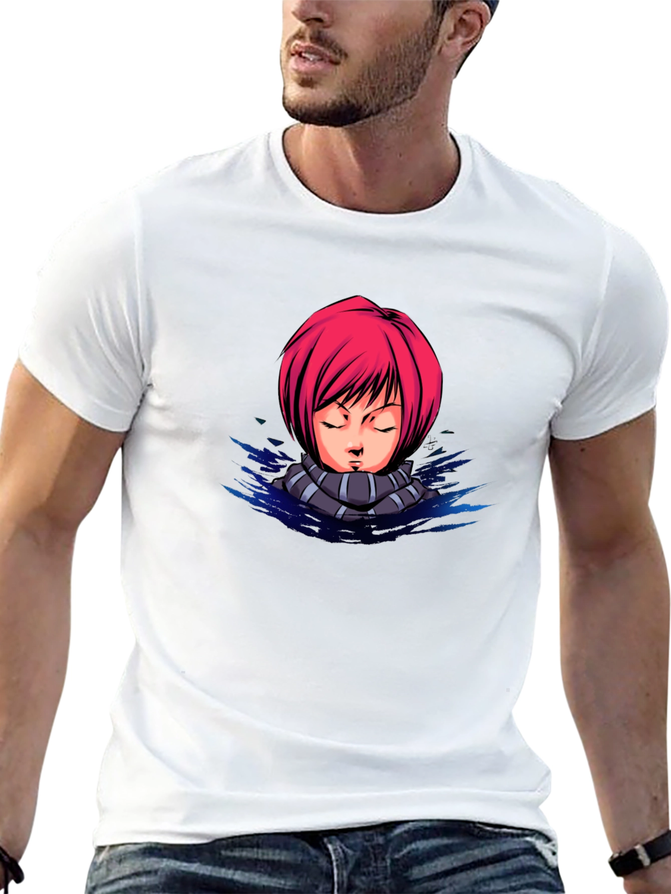 Anime Girl Graphic Tee - Black Cotton T-Shirt