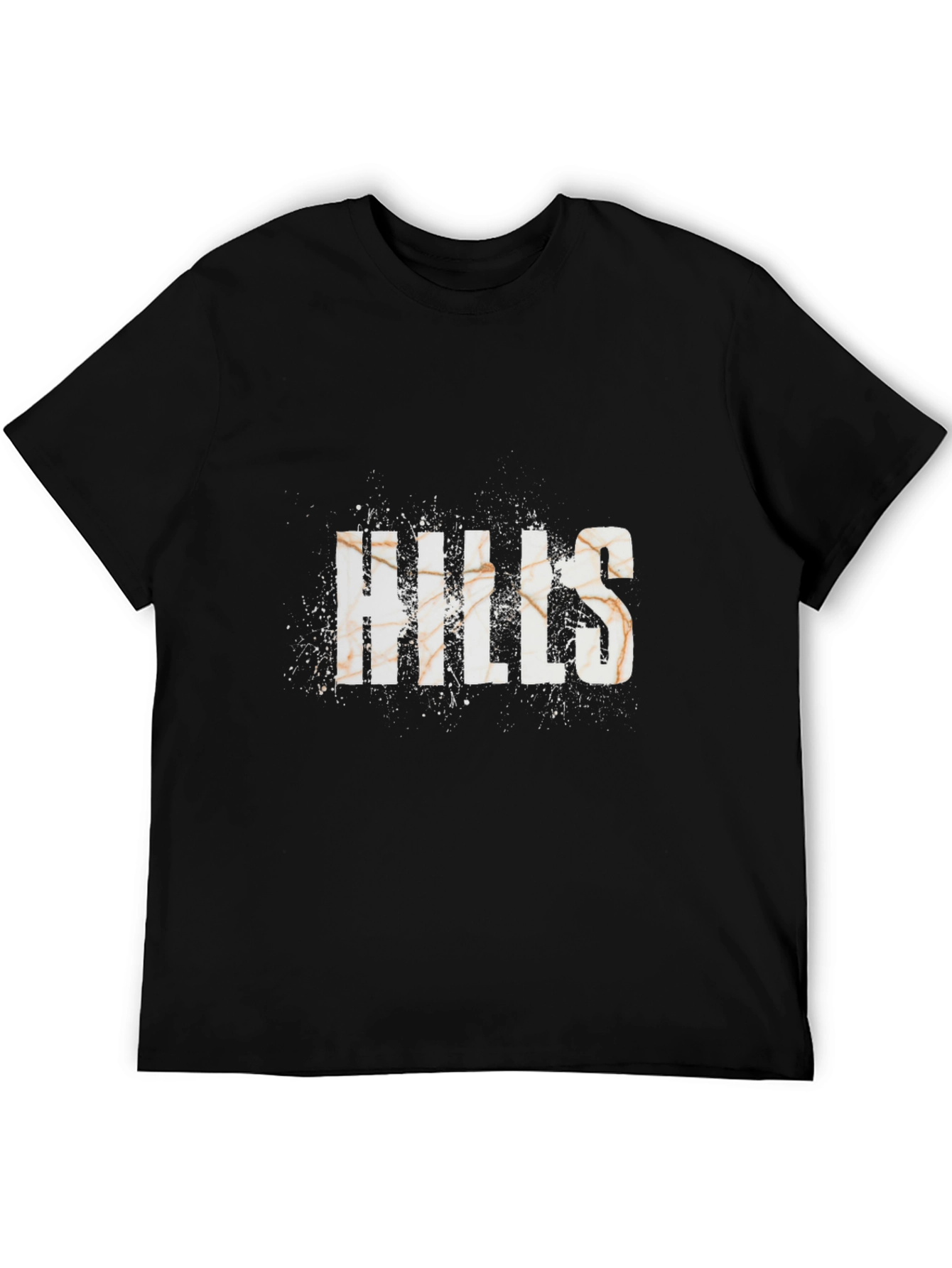 HILLS Marble Texture Black T-Shirt