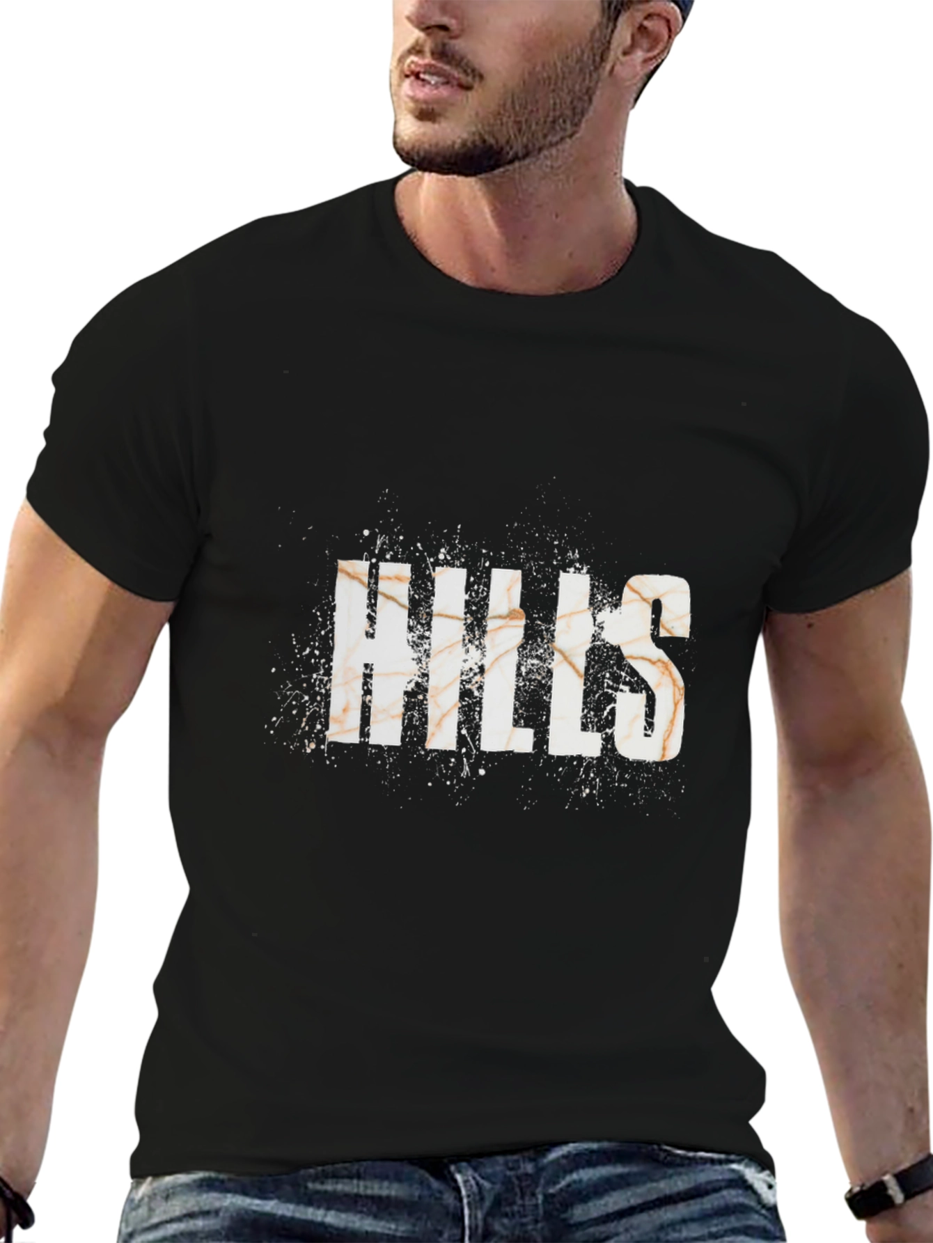 HILLS Marble Texture Black T-Shirt