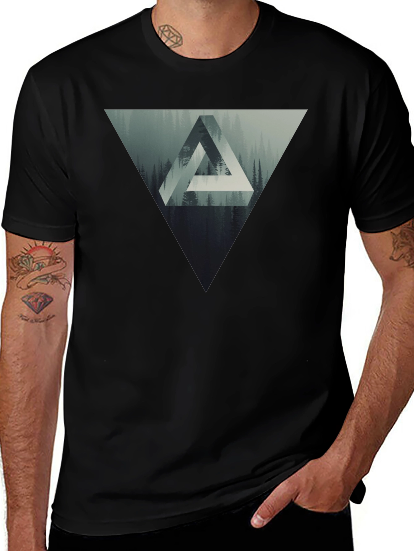 Geometric Forest Graphic T-Shirt