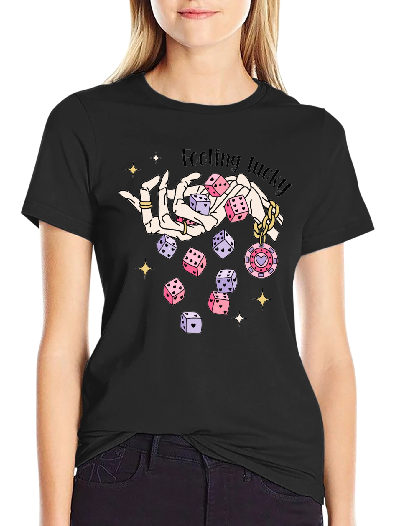 Lucky Dice Graphic Tee - Black Cotton Blend