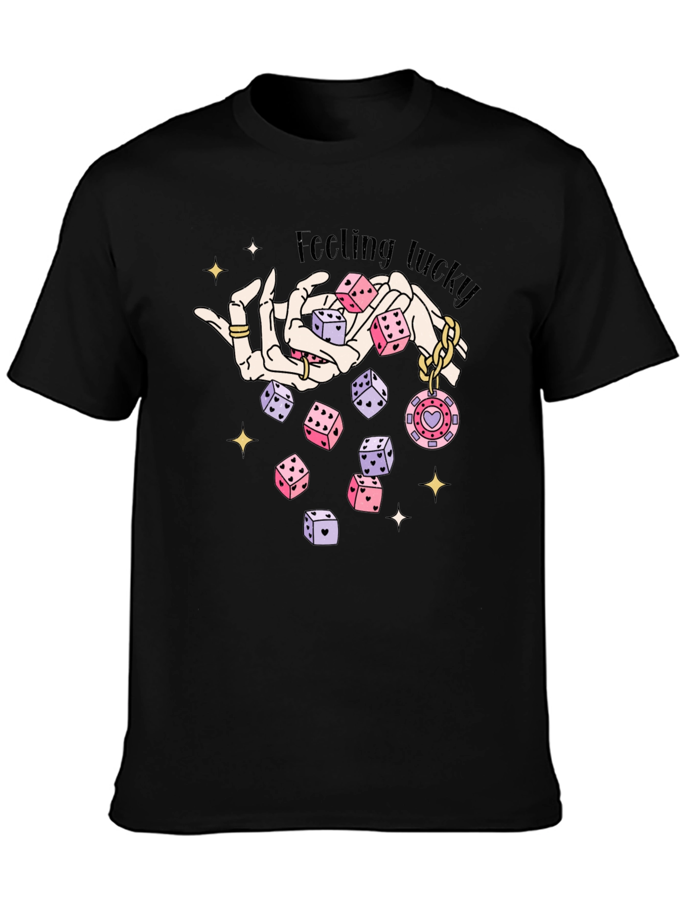 Lucky Dice Graphic Tee - Black Cotton Blend