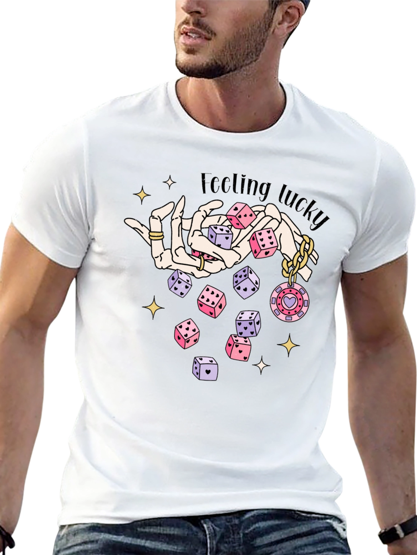 Lucky Dice Graphic Tee - Black Cotton Blend