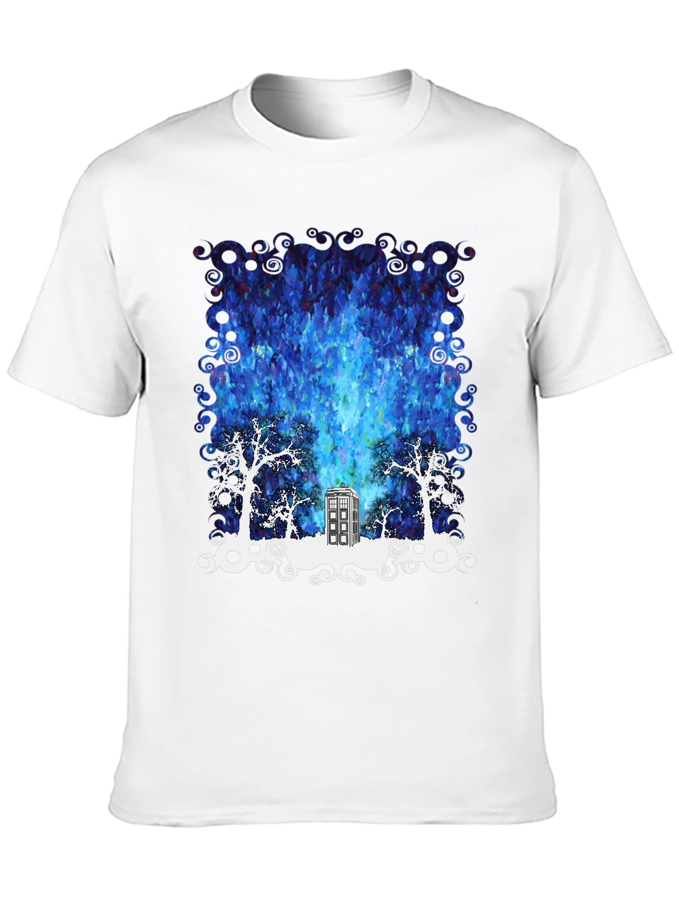 Time Traveler T-Shirt: Tardis in Starry Night