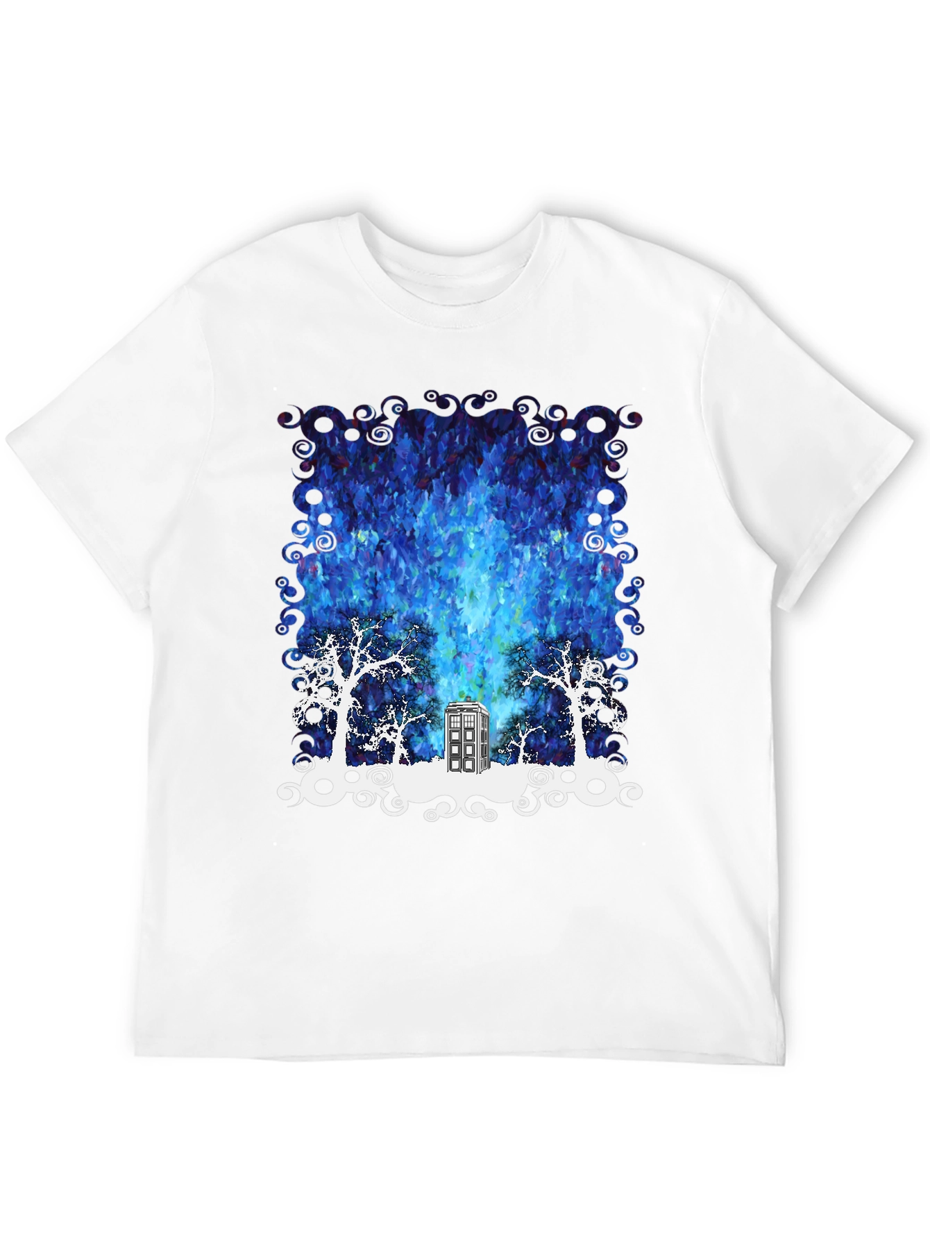Time Traveler T-Shirt: Tardis in Starry Night