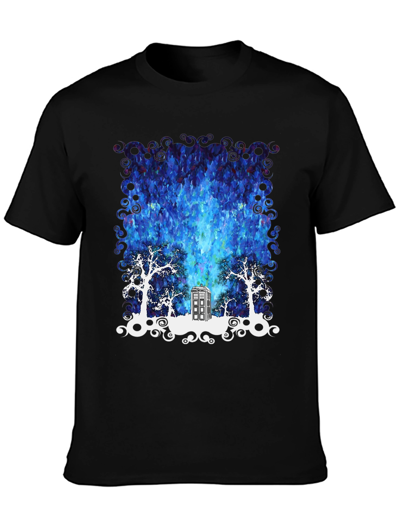 Time Traveler T-Shirt: Tardis in Starry Night