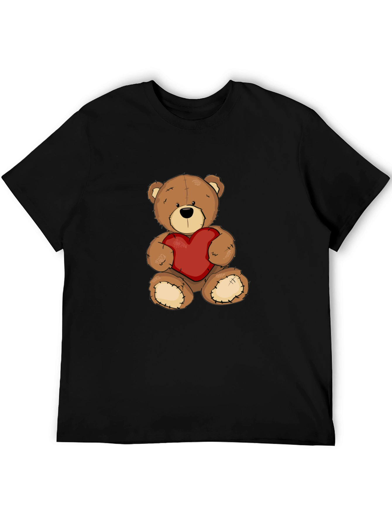 Teddy Bear Heart Graphic Tee - Mens Black T-Shirt