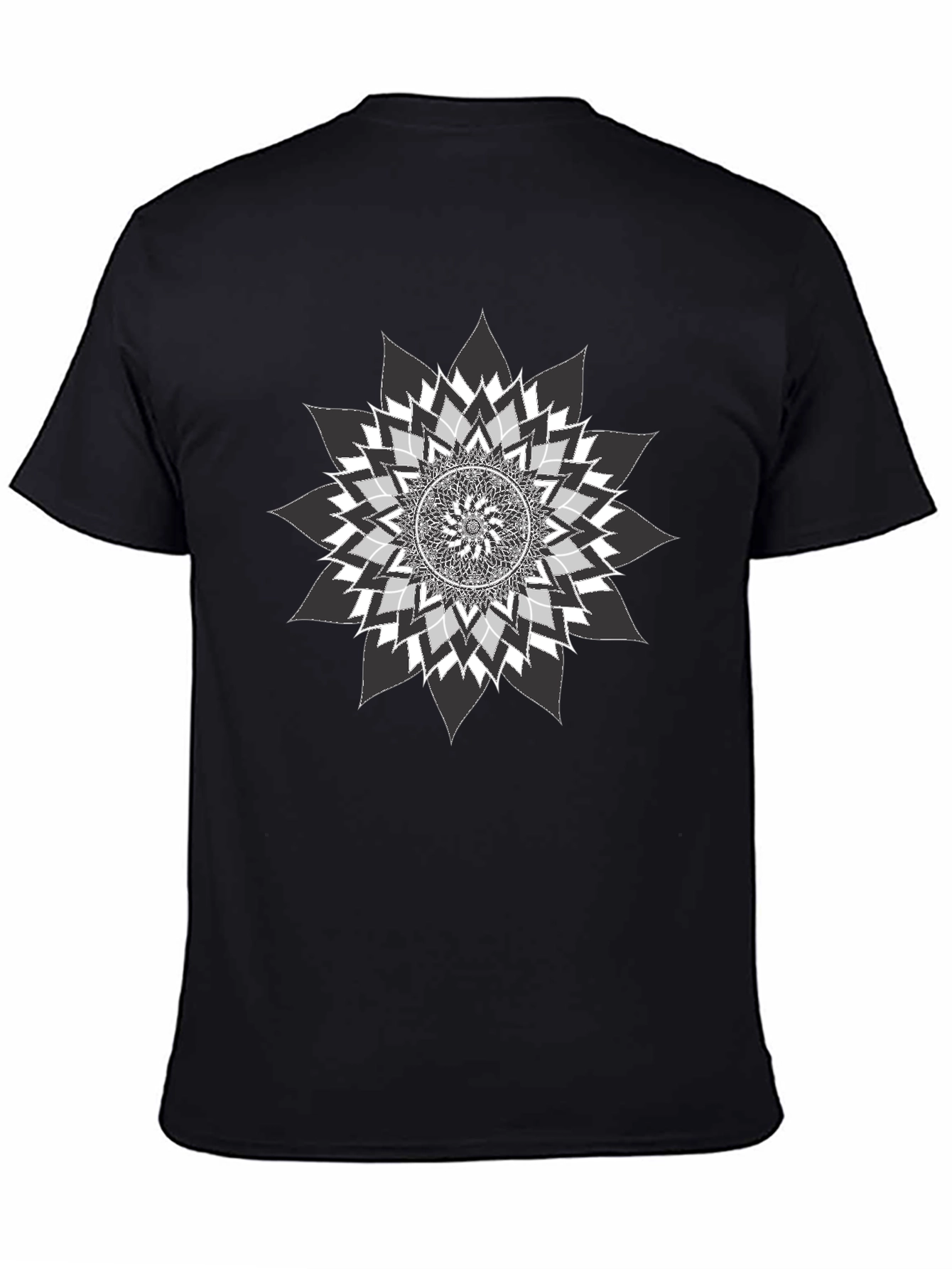 Geometric Mandala Graphic Tee - Stylish Black T-Shirt