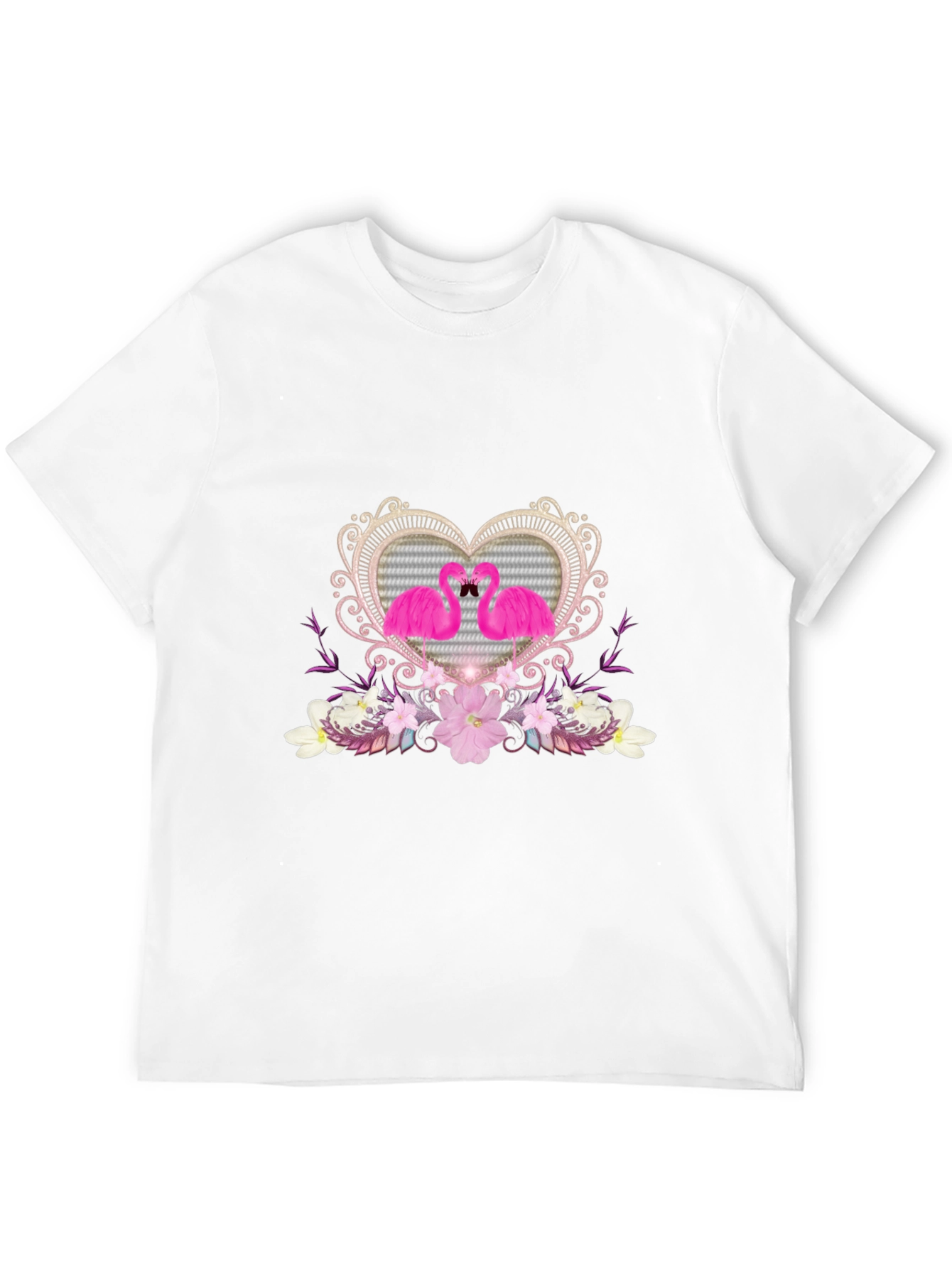 Flamingo Heart Graphic Tee - Black