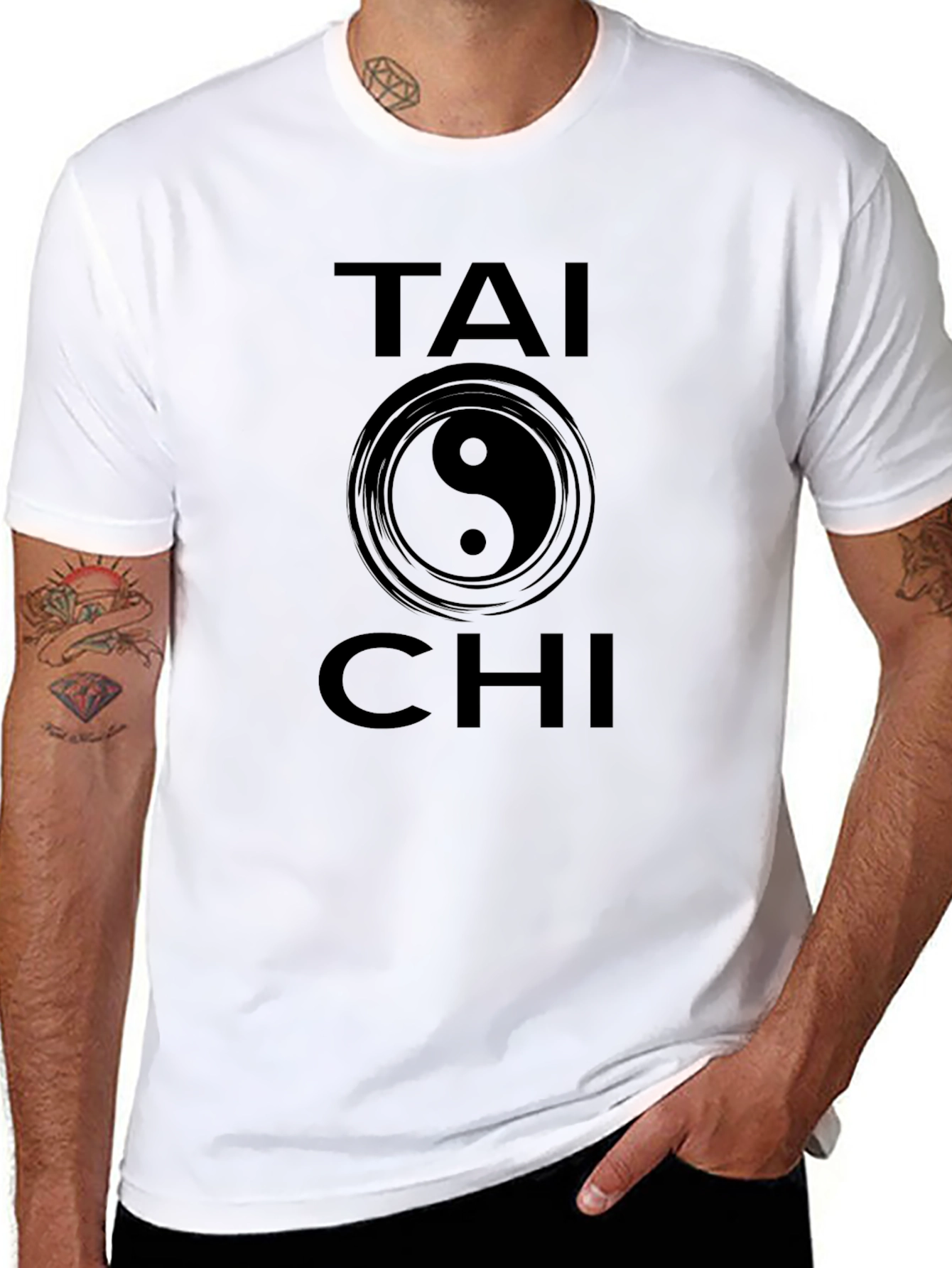 Tai Chi Yin Yang Graphic Black Tee Shirt