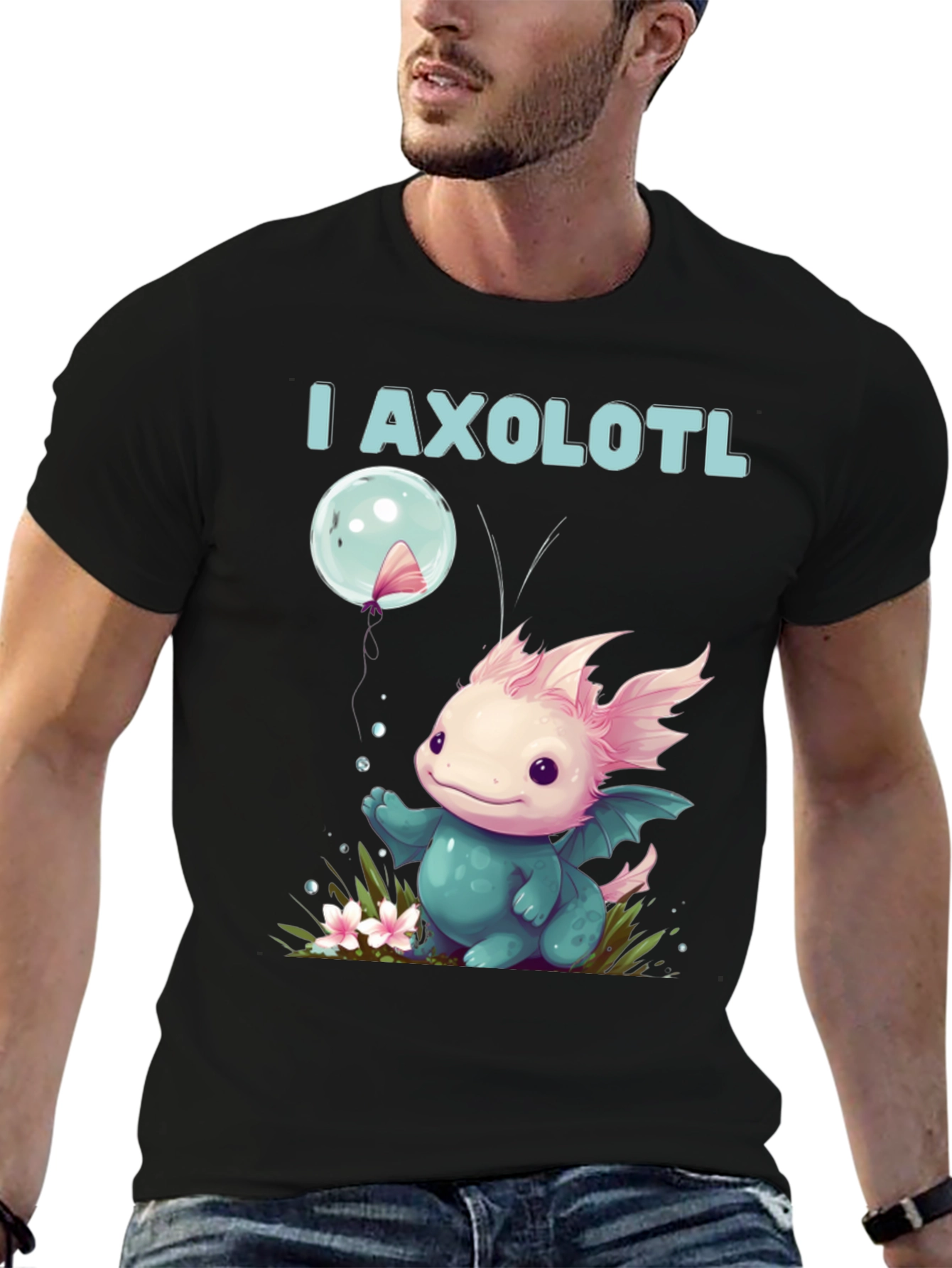 Cute Axolotl Cartoon Graphic T-Shirt