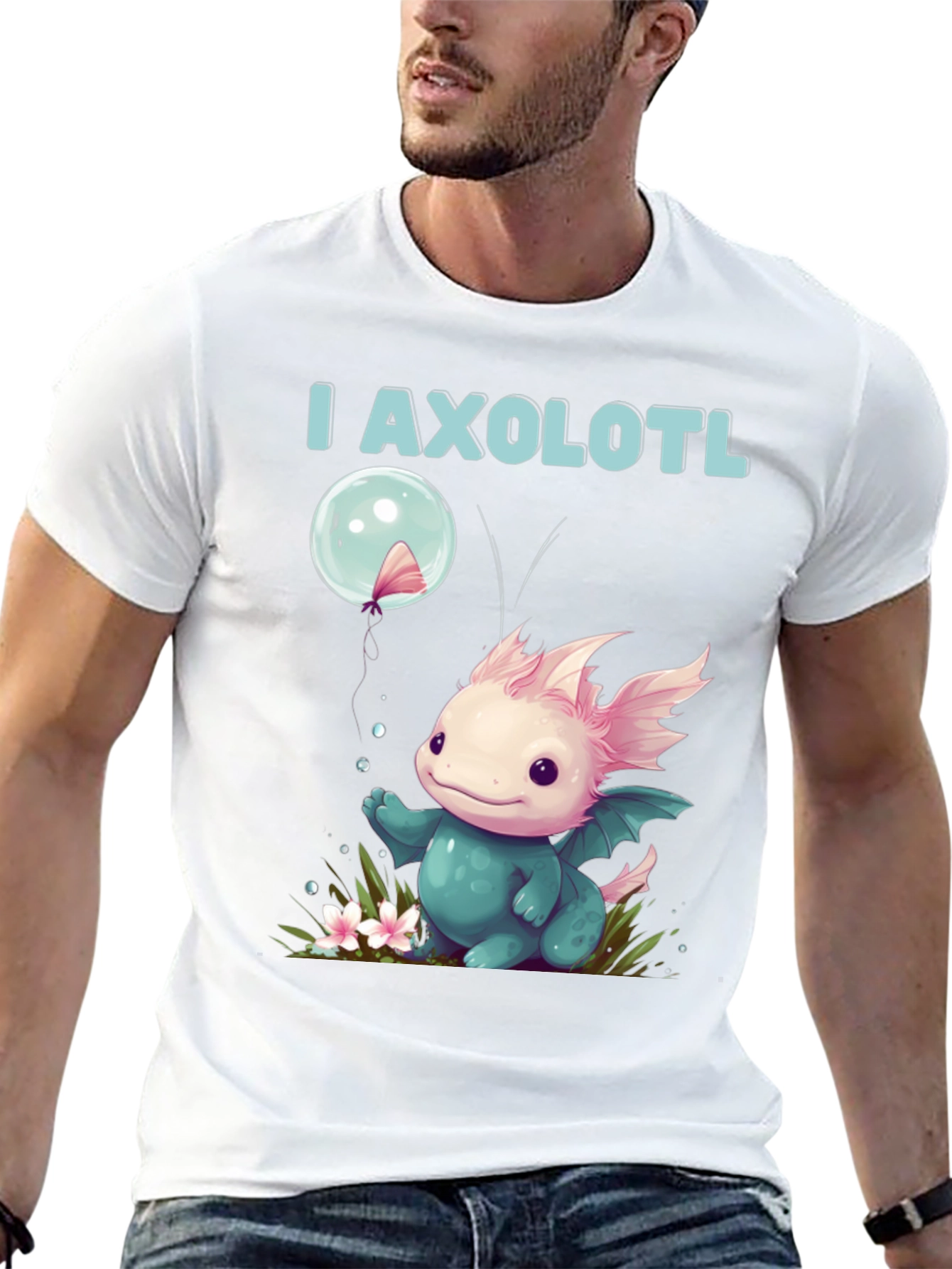 Cute Axolotl Cartoon Graphic T-Shirt